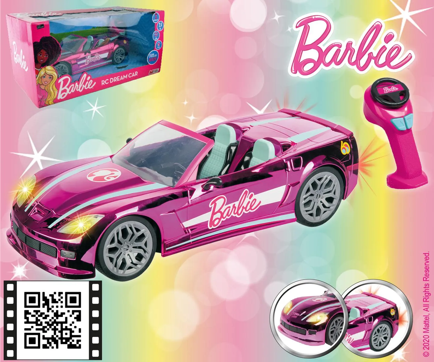 Happy People 63619 - Ferngesteurtes Auto - Barbie Dream Car (pink, 40 cm)