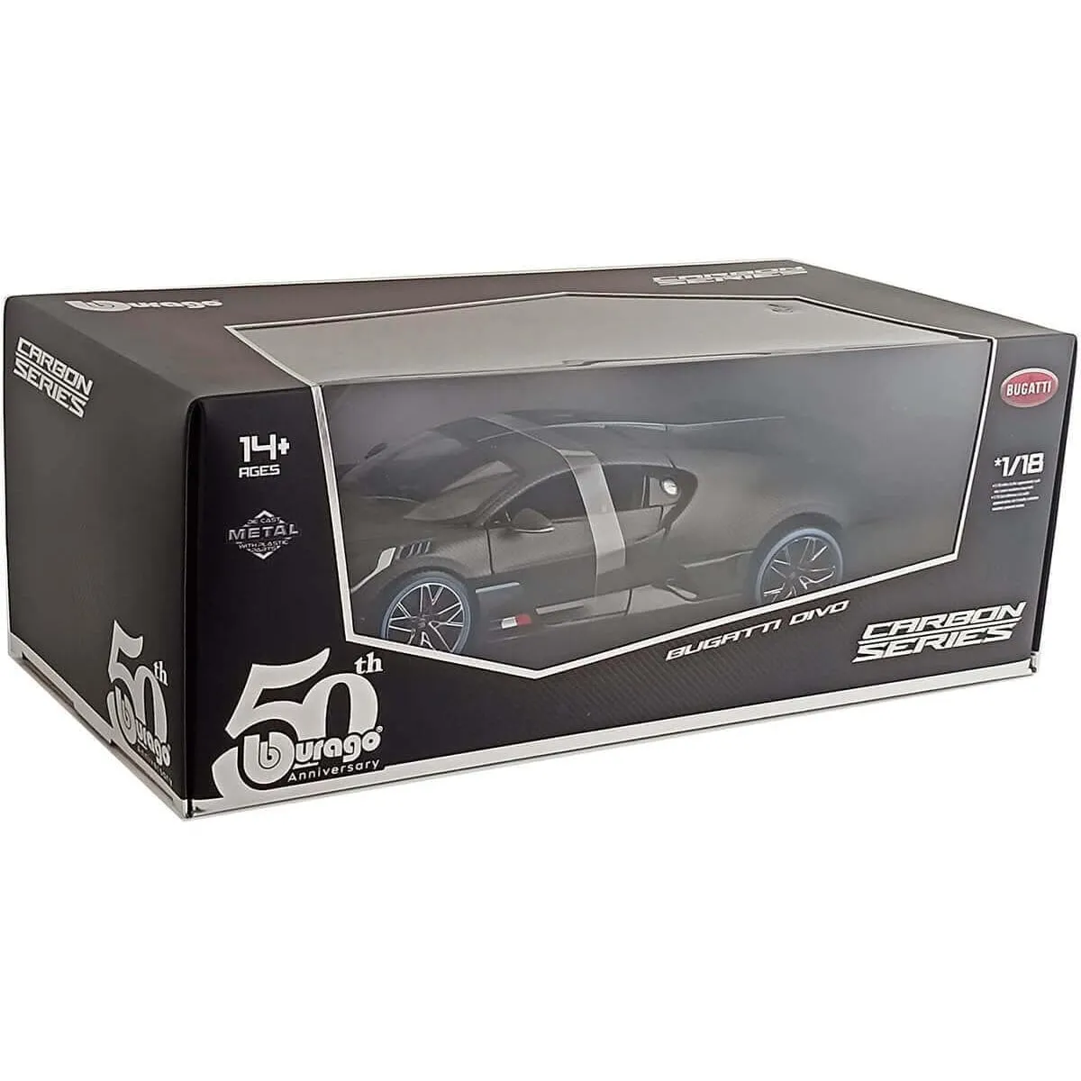 Bburago 18-11101 - Modellauto - Bugatti Divo Carbon (grau, Maßstab 1:18)