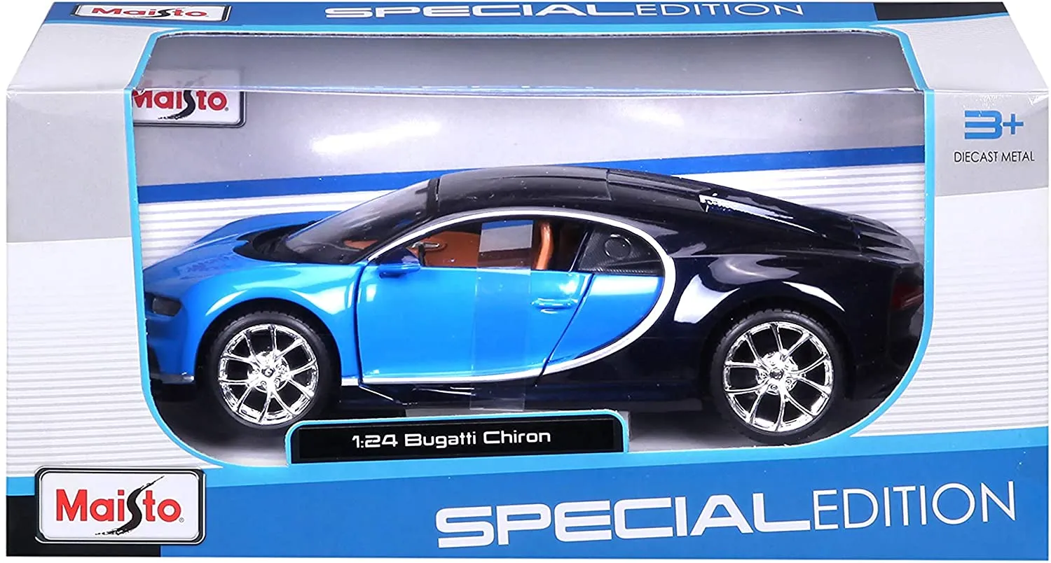 Maisto 31514 - Modellauto - Bugatti Chiron (schwarz-blau, Maßstab 1:24)