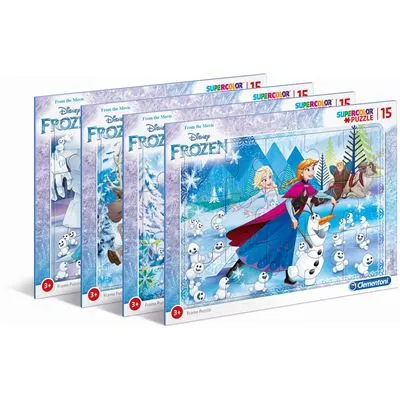 Clementoni 22226 - Supercolor Puzzle 4er Set - Frozen (15 Teile) 4 Motive