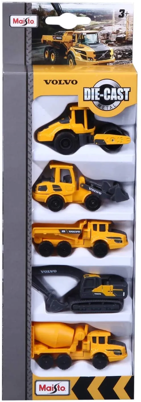 Maisto 12375 - Volvo Baufahrzeuge 5er-Set (8cm)