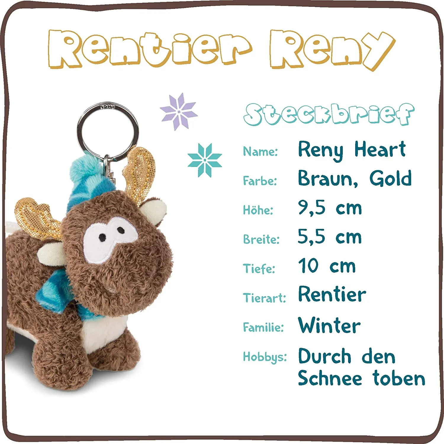 NICI 44101 - Plüschanhänger - Rentier Reny Heart (10cm)