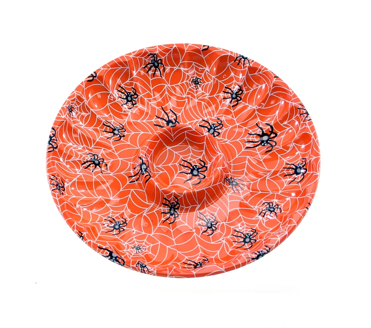 Halloween Dekoration - Schale mit Spinnendruck (orange, 35cm)
