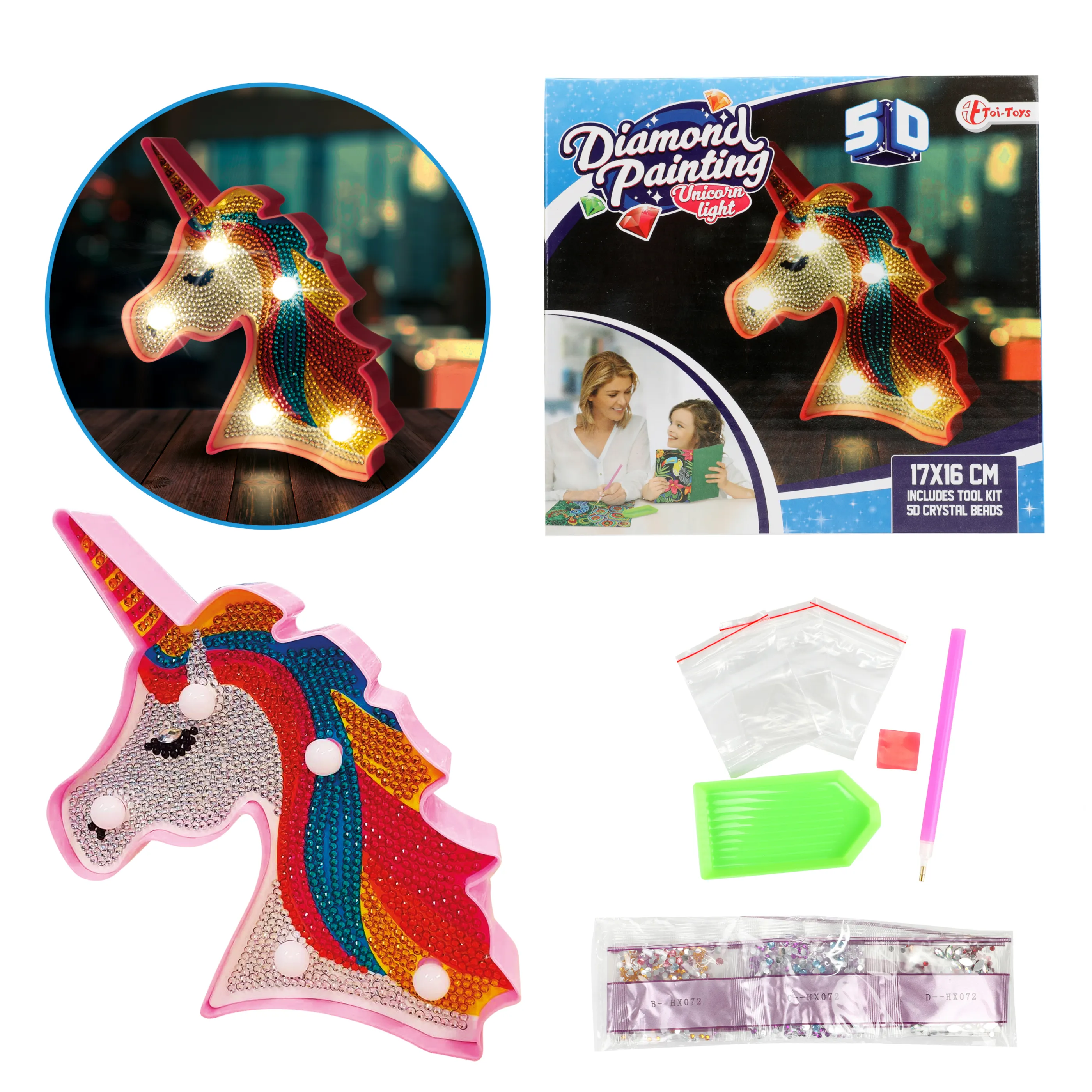 Toi-Toys 46655A - DIY - Diamant - Einhornlampe (5D)