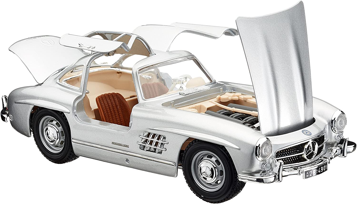 Bburago 18-22023 - Modellauto - Mercedes-Benz 300SL 1954 (silber,  Maßstab 1:24) 