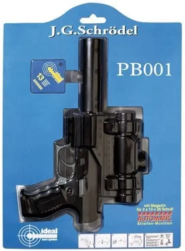 Schrödel 307 0100 - Spielzeugpistole - PB 001 mit Schalldämpfer und Zielfernrohr, 13 Schuss
