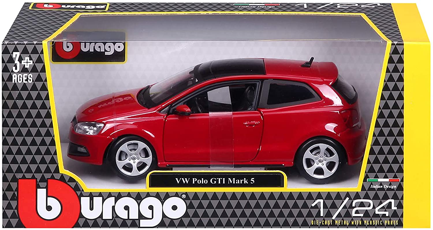 Bburago 18-21059 - Modellauto - VW Polo GTI Mark 5  (rot, Maßstab 1:24)
