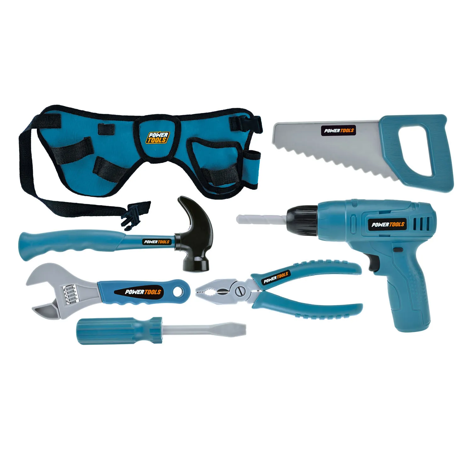 Toi-Toys - Power Tools - Werkzeugset mit Hüfttasche (7-teilig)