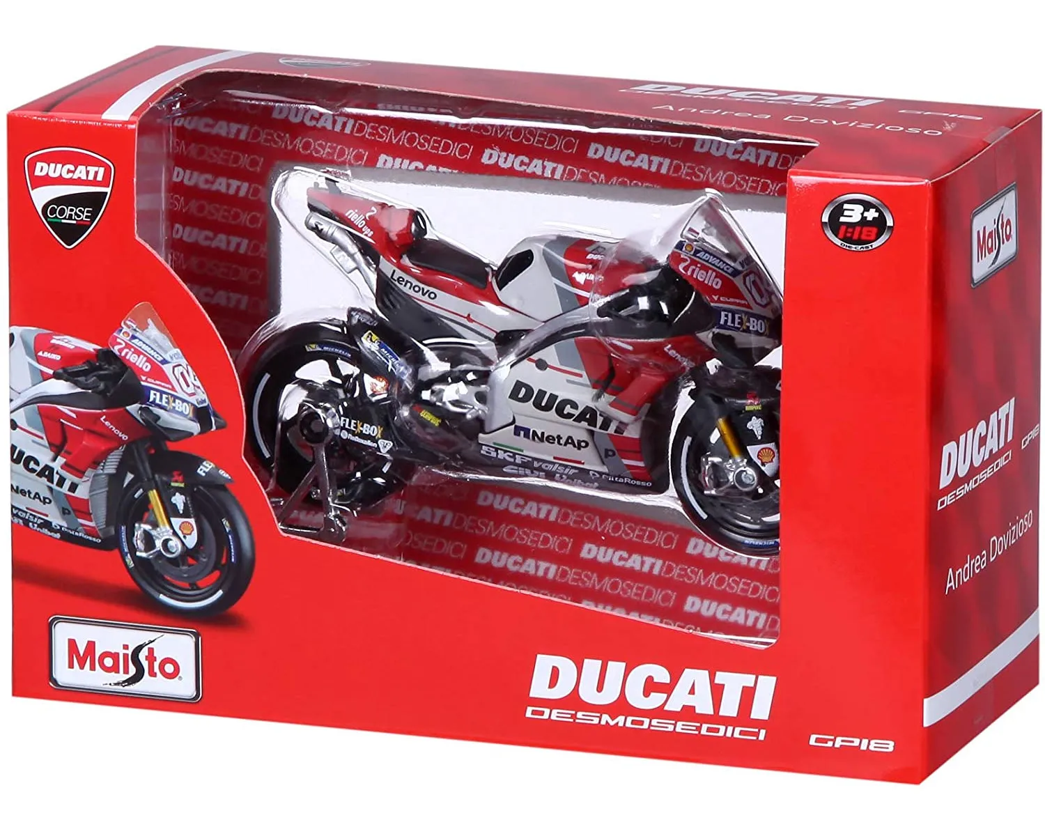 Maisto 31593 - Modellmotorrad - Ducati Desmosedici GP '18 Andrea Dovizioso (weiß-rot, Maßstab 1:18)