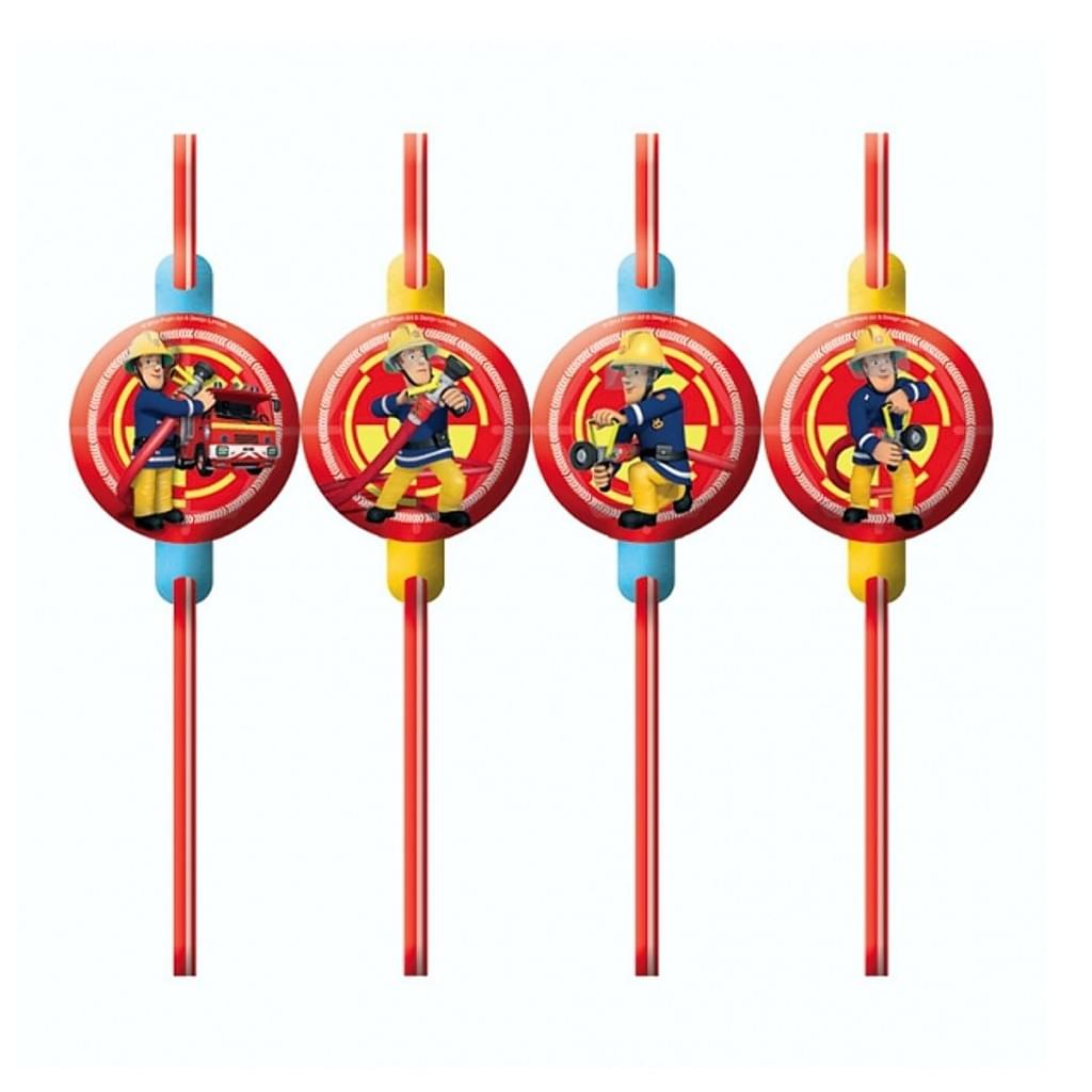 Amscan 998154 - Feuerwehrmann Sam - Trinkhalme (8er Pack)