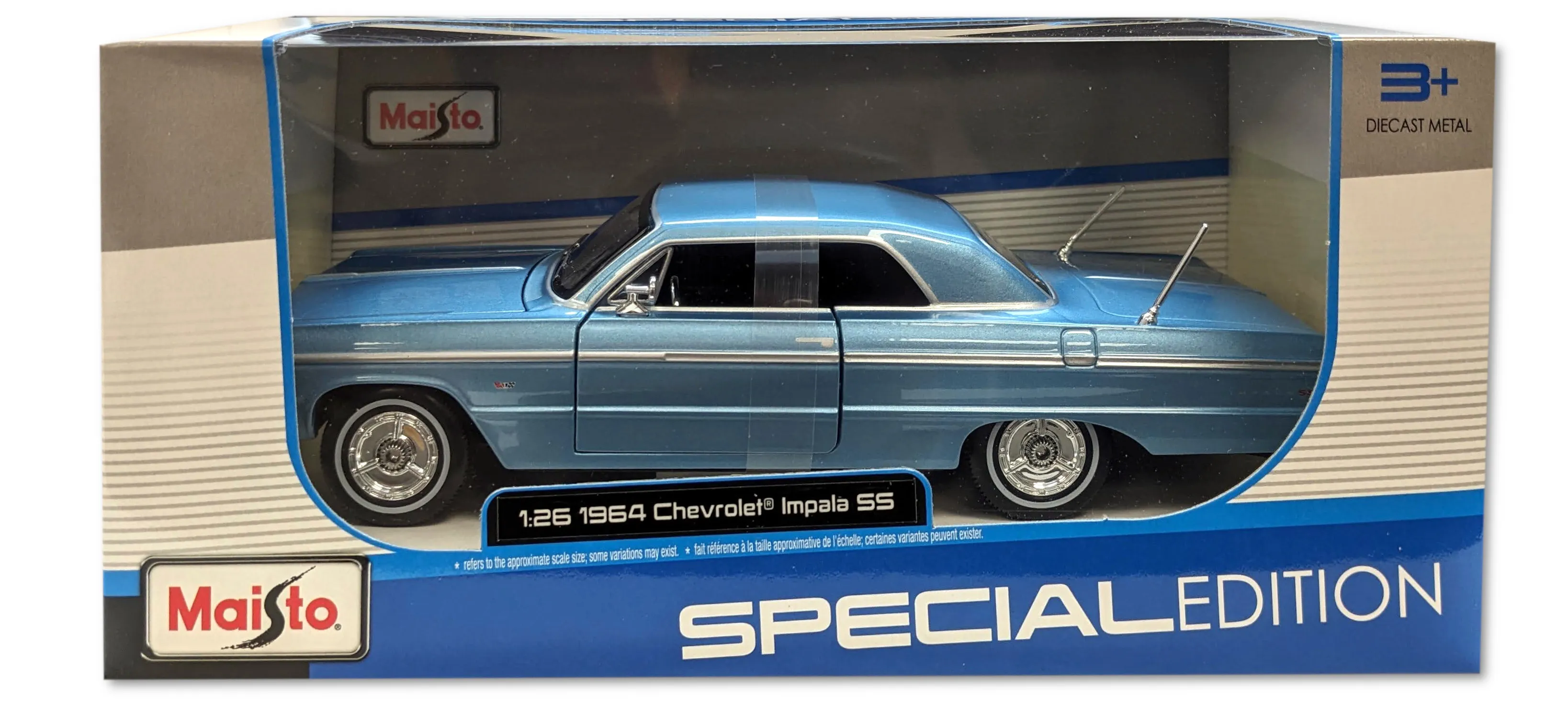 Maisto 32908 - Modellauto - Chevrolet Impala SS '64 (blau, Maßstab 1:26)
