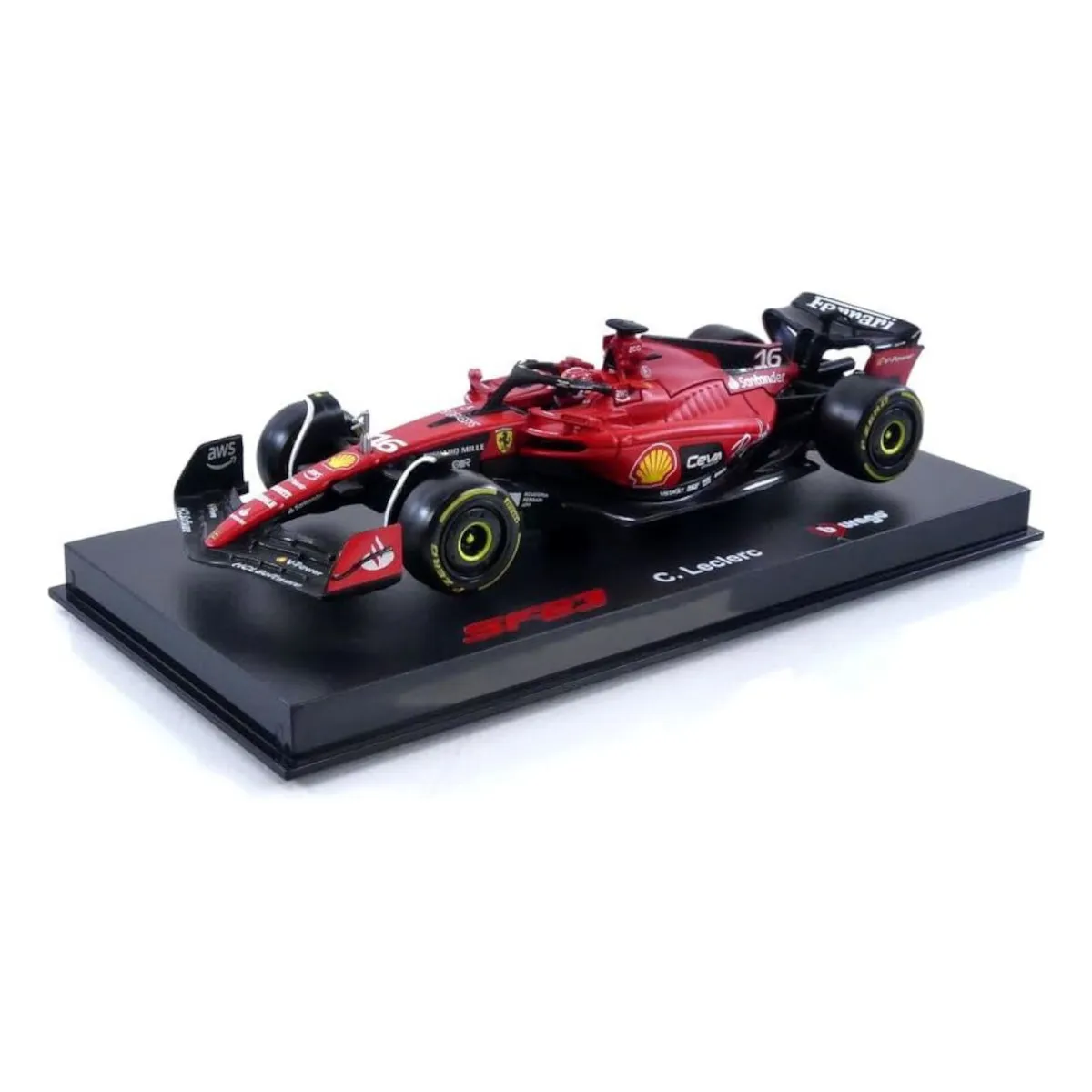 Bburago 18-36835L - Modellauto - F1 Ferrari SF-23 #16 Leclerc (mit Helm, Maßstab 1:43)