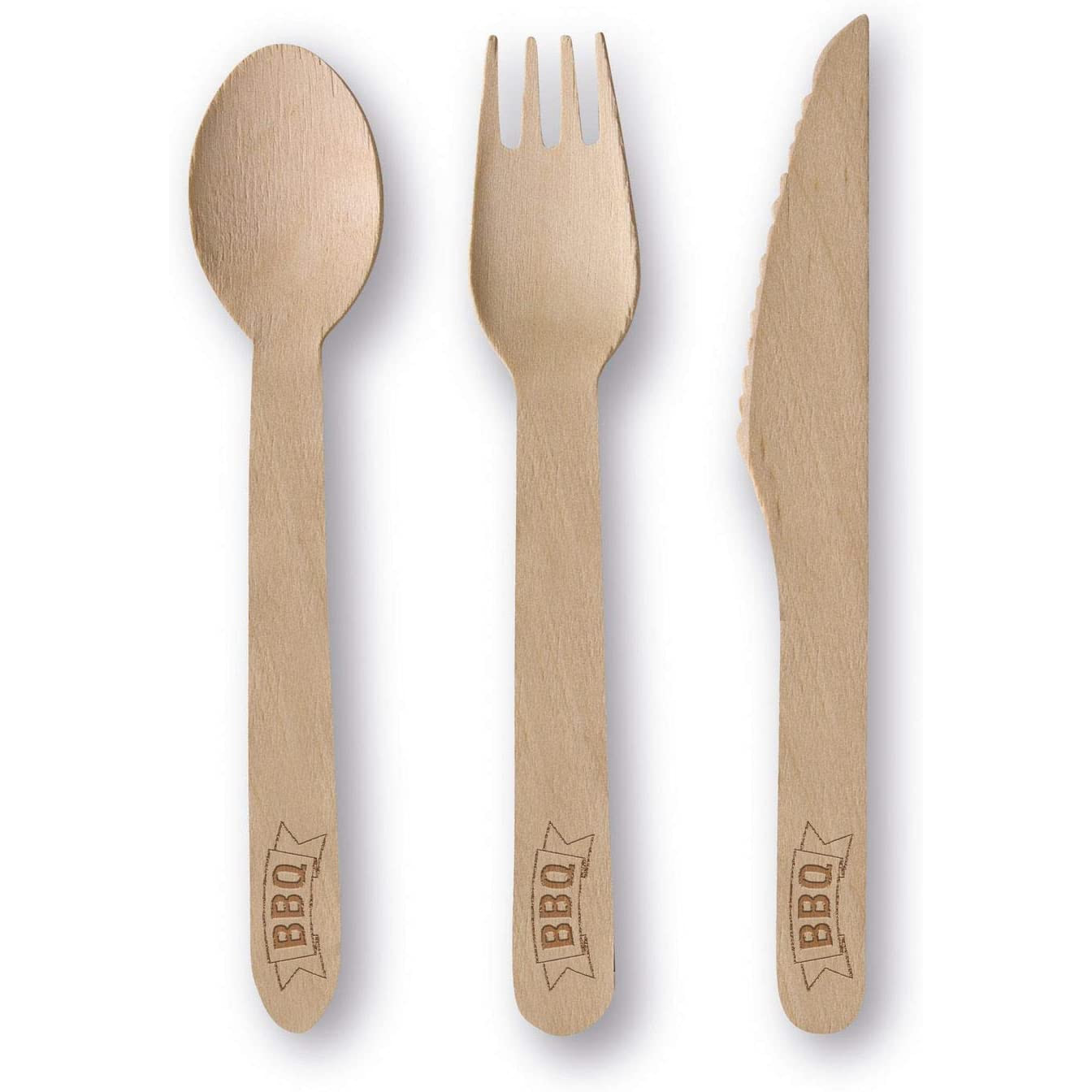 Amscan - BBQ Party Set - Holz-Besteck (48 Teile) + Servietten (40 Stück)