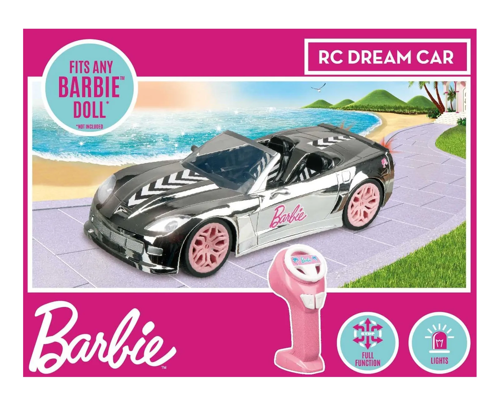 Happy People 63619 - Ferngesteuertes Auto - Barbie Dream Car (silber, 40cm)