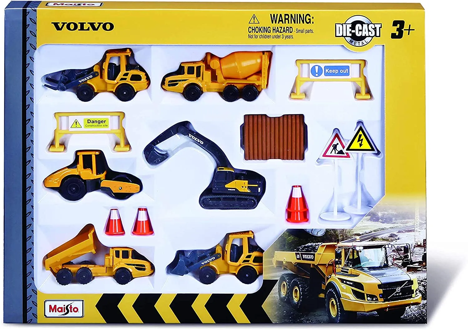 Maisto 12376 - Volvo Baufahrzeuge 6er-Set (8cm)