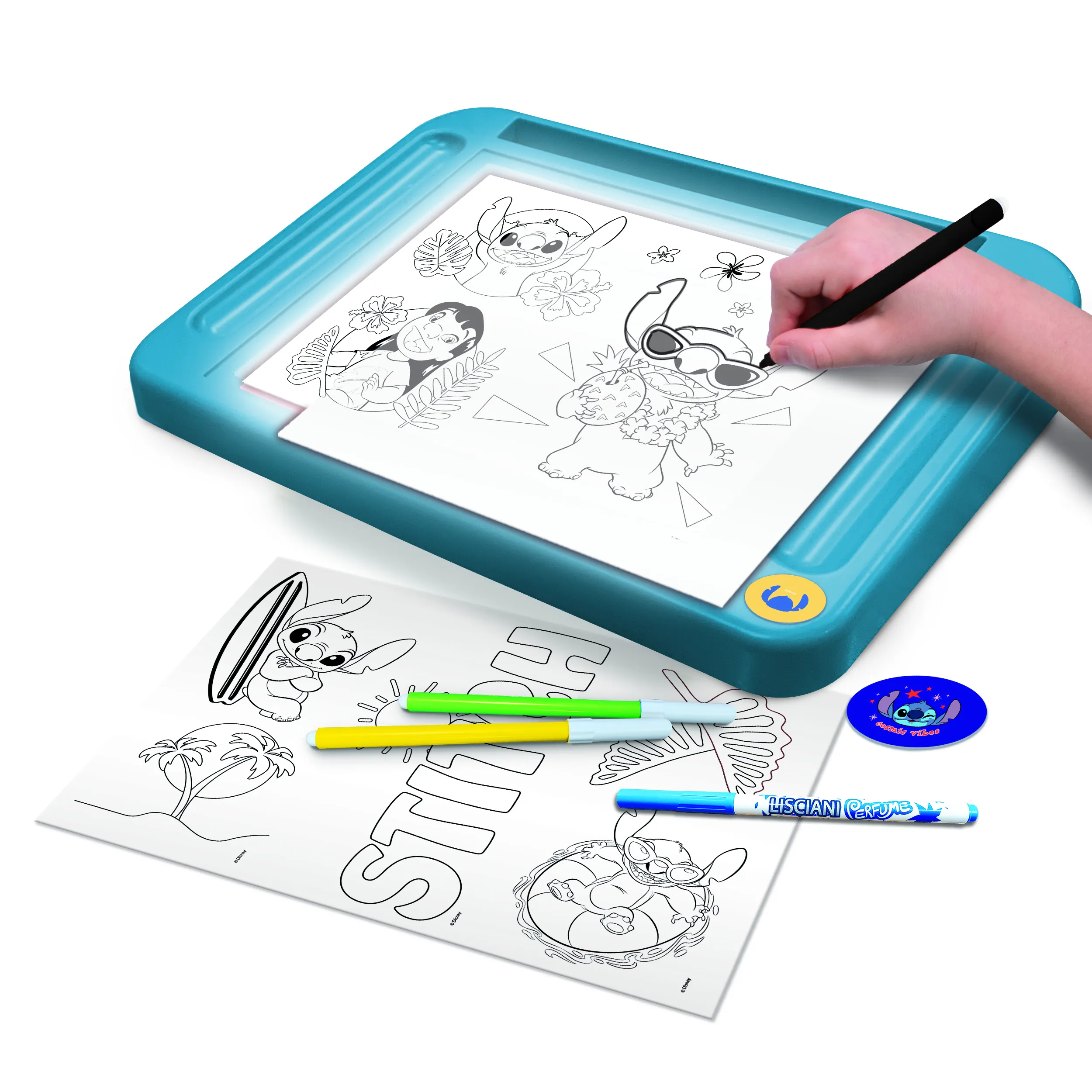 Lisciani 107582 - Disney Stitch - Zeichenschule mit Licht-Tisch