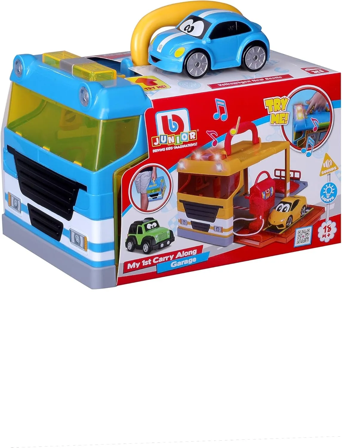 BB Junior 16-88621 - Spielset - My 1st Carry Along Garage inkl. VW New Beetle Spielzeugauto