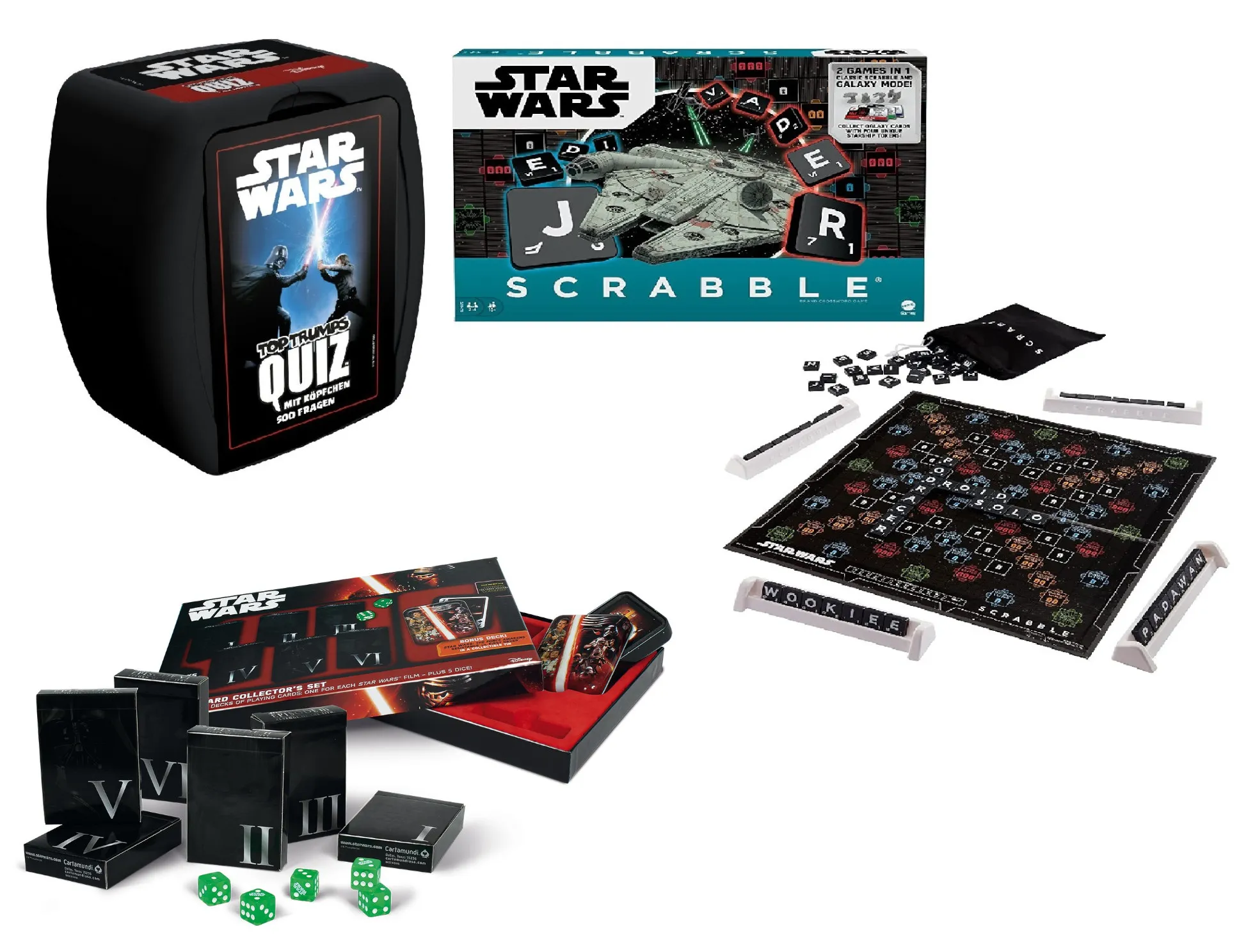 Star Wars Bundle - Mattel Scrabble & Top Trumps - Quiz & Spielkarten - Collector's Set