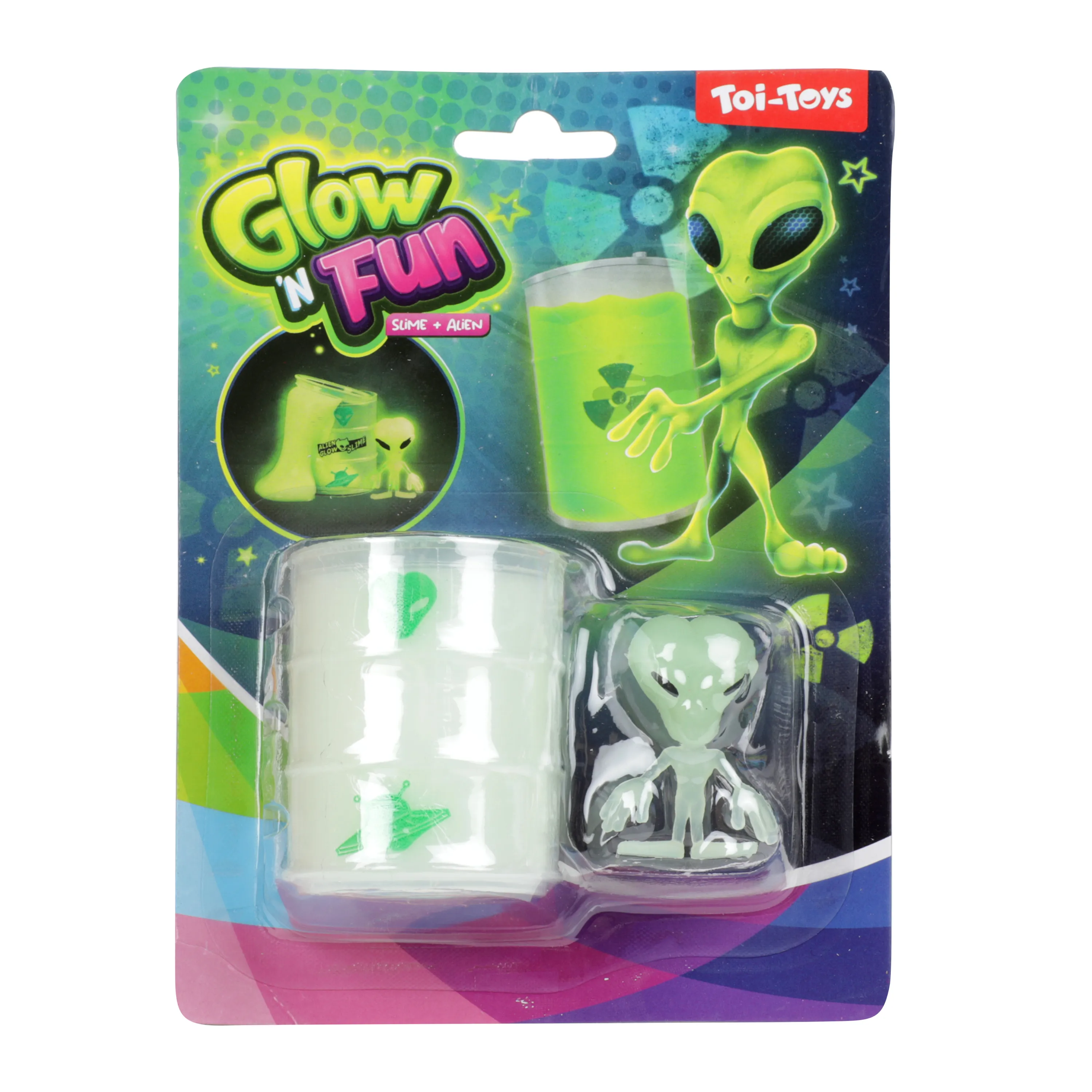 Toi-Toys 35808A - GLOW N FUN Ölfass mit Schleim & Alien