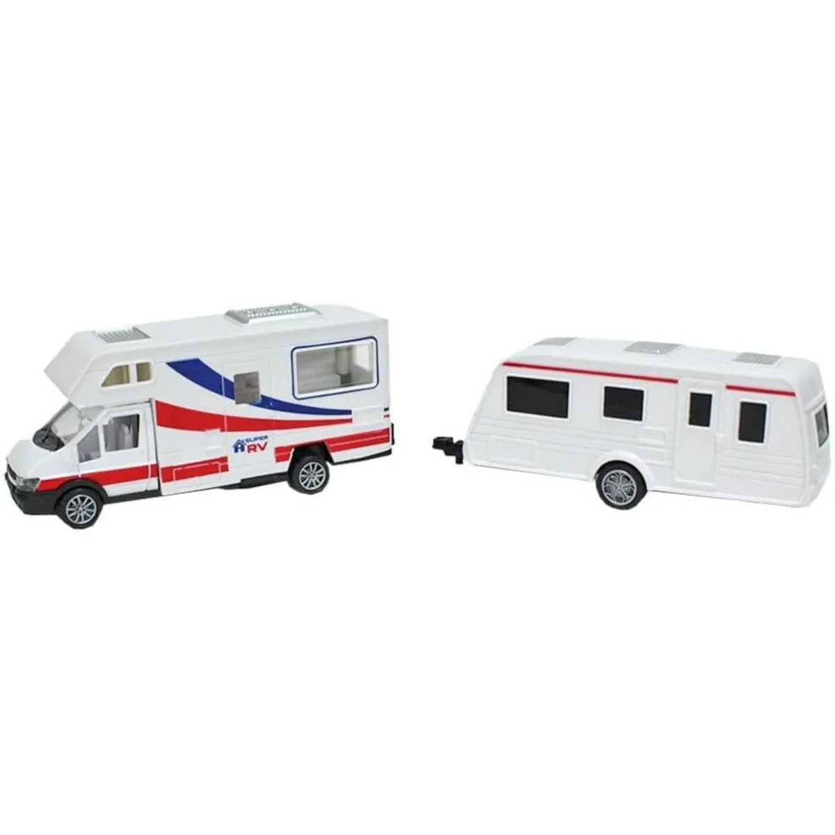 Toi-Toys - Modellfahrzeug Set - Wohnmobil + Wohnwagen + Pick-Up-Truck