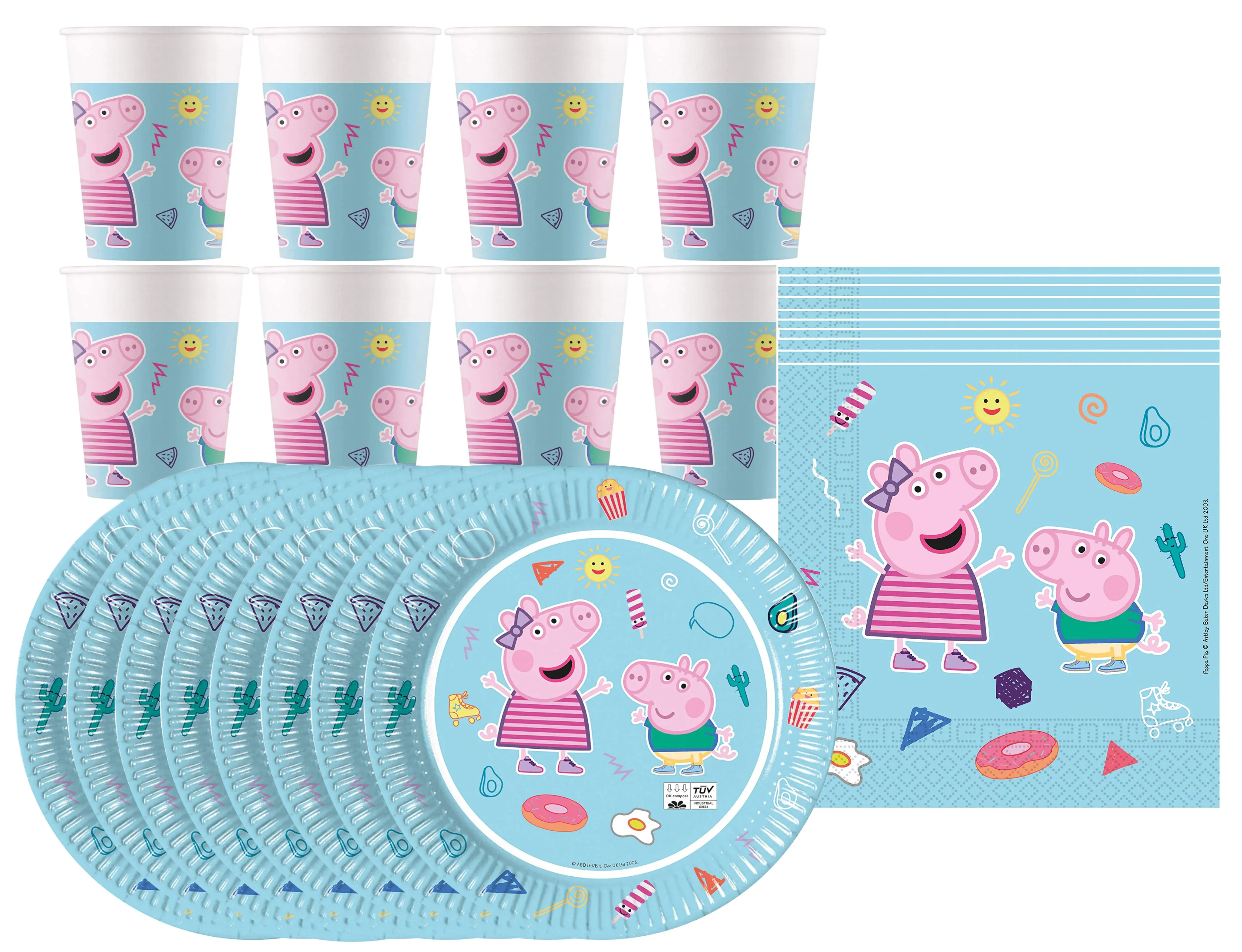 Peppa Wutz - Kindergeburtstags-Set  (kompostierbar, 36-teilig)