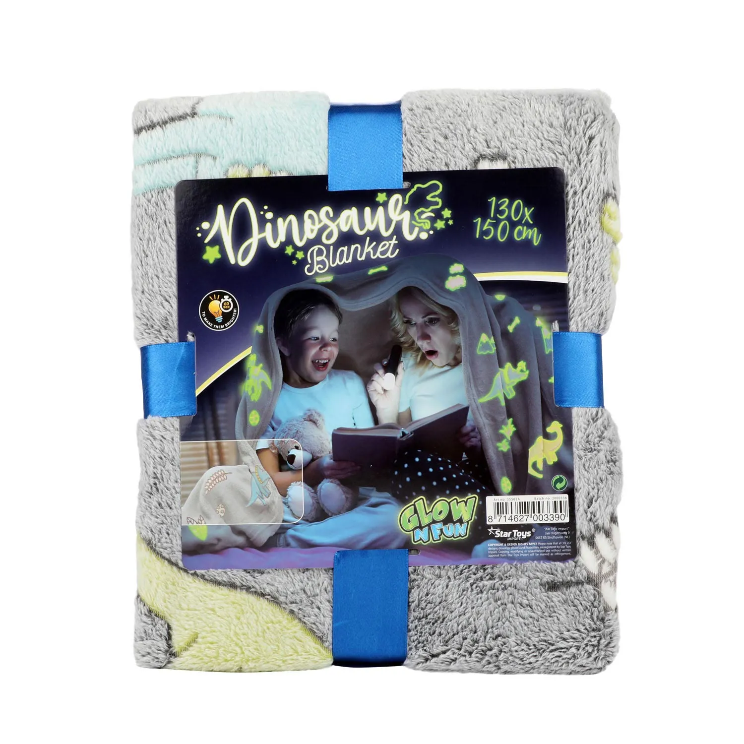 Toi-Toys - GLOW N FUN Fluoreszierende Decke Dino (130x150cm)