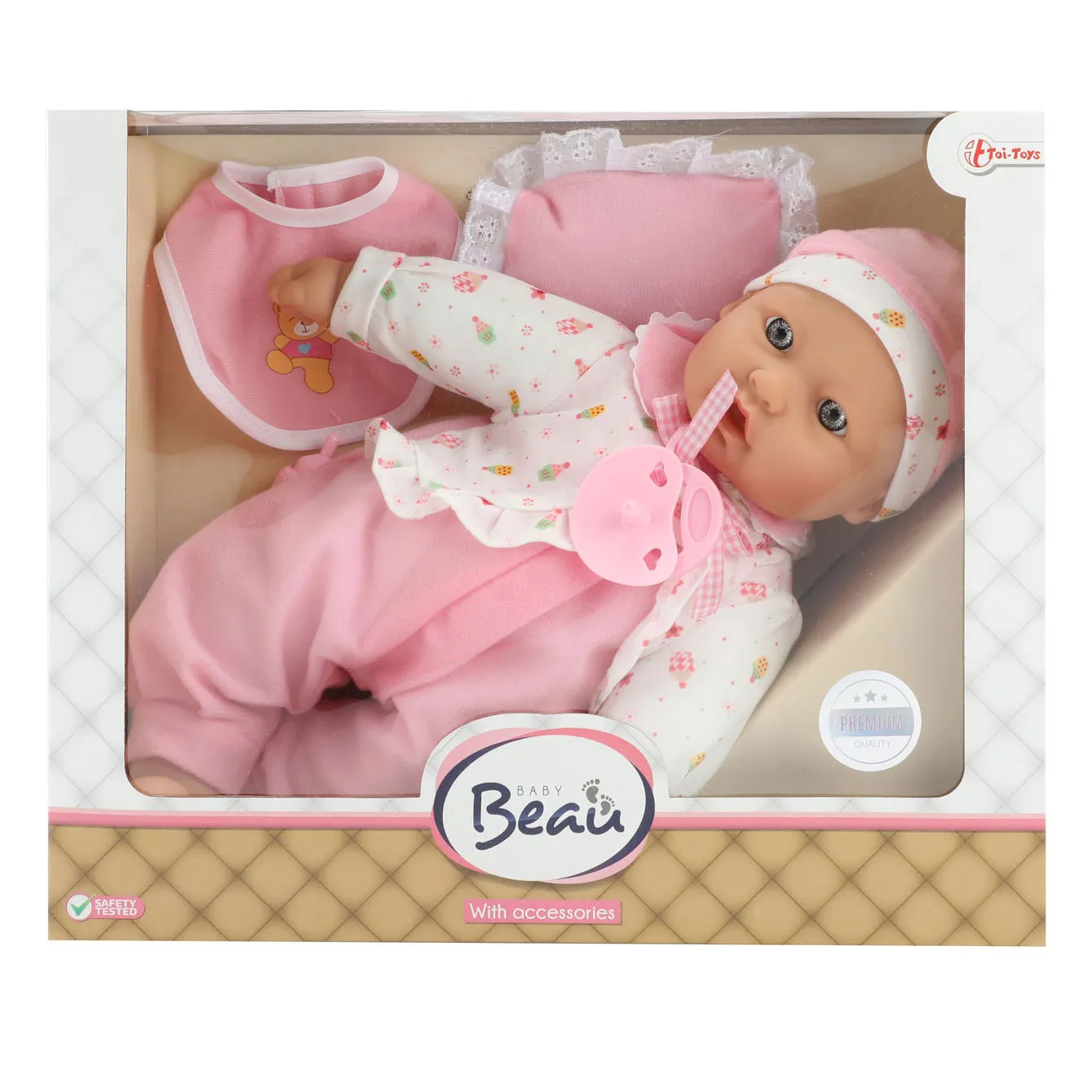 Toi-Toys 02021Z - BEAU Babypuppe 40cm mit Flasche+Lätzchen (zufällige Auswahl)