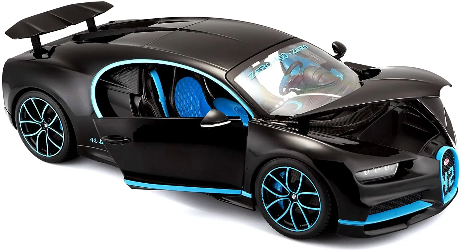 Bburago 18-11040BK - Modellauto - Bugatti Chiron 42 Sekunden Weltrekord (schwarz, Maßstab 1:18)