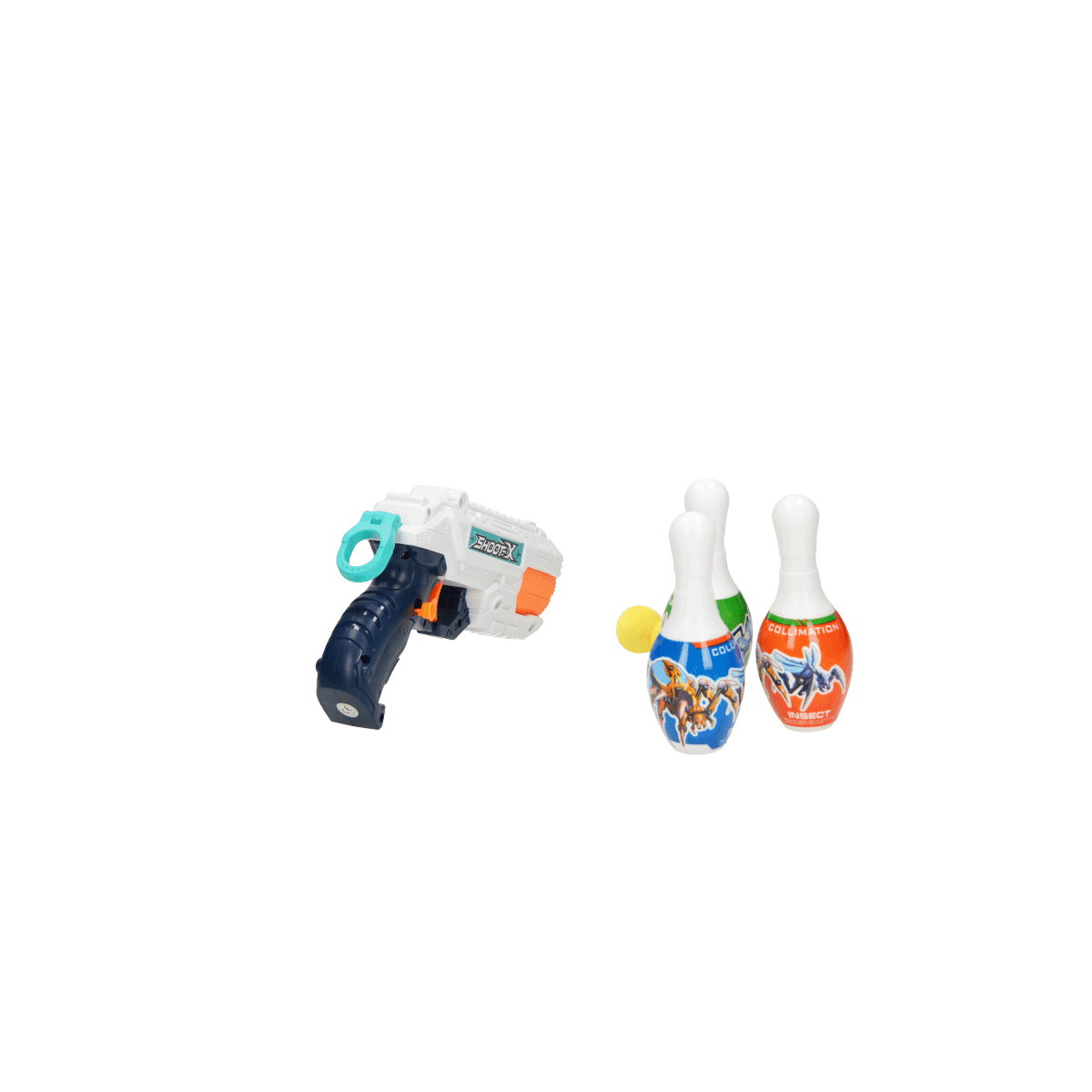 Toi-Toys 32743A - FOAM STRIKE X Set - Wasserpistole mit 5 Bällen und 3 Kegeln Toi-Toys 32743A - FOAM STRIKE X Set - Wasserpistole mit 5 Bällen und 3 Kegeln
