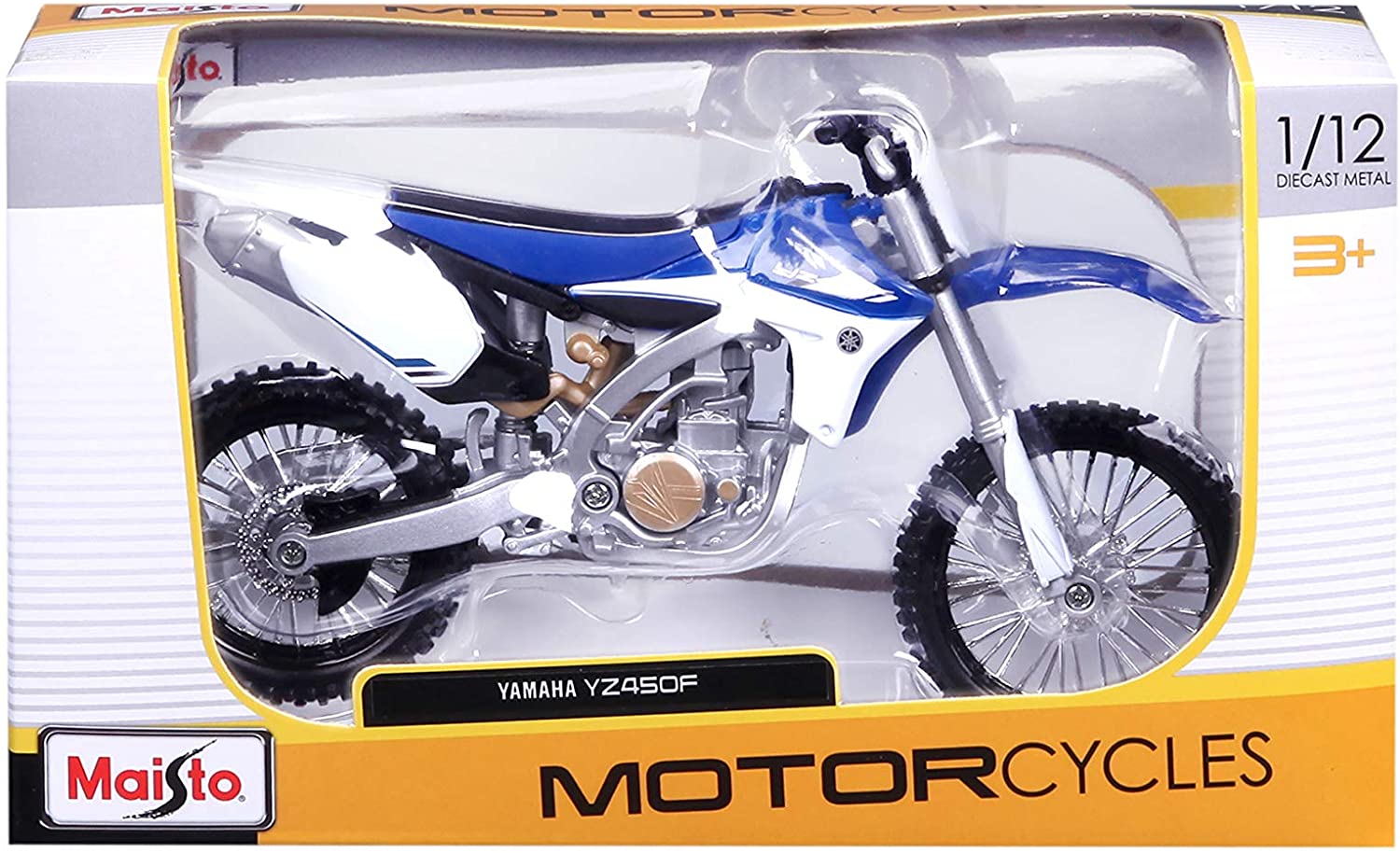 Maisto 5-13021 - Modellmotorrad - Yamaha YZ450F (weiß-blau, Maßstab 1:12)