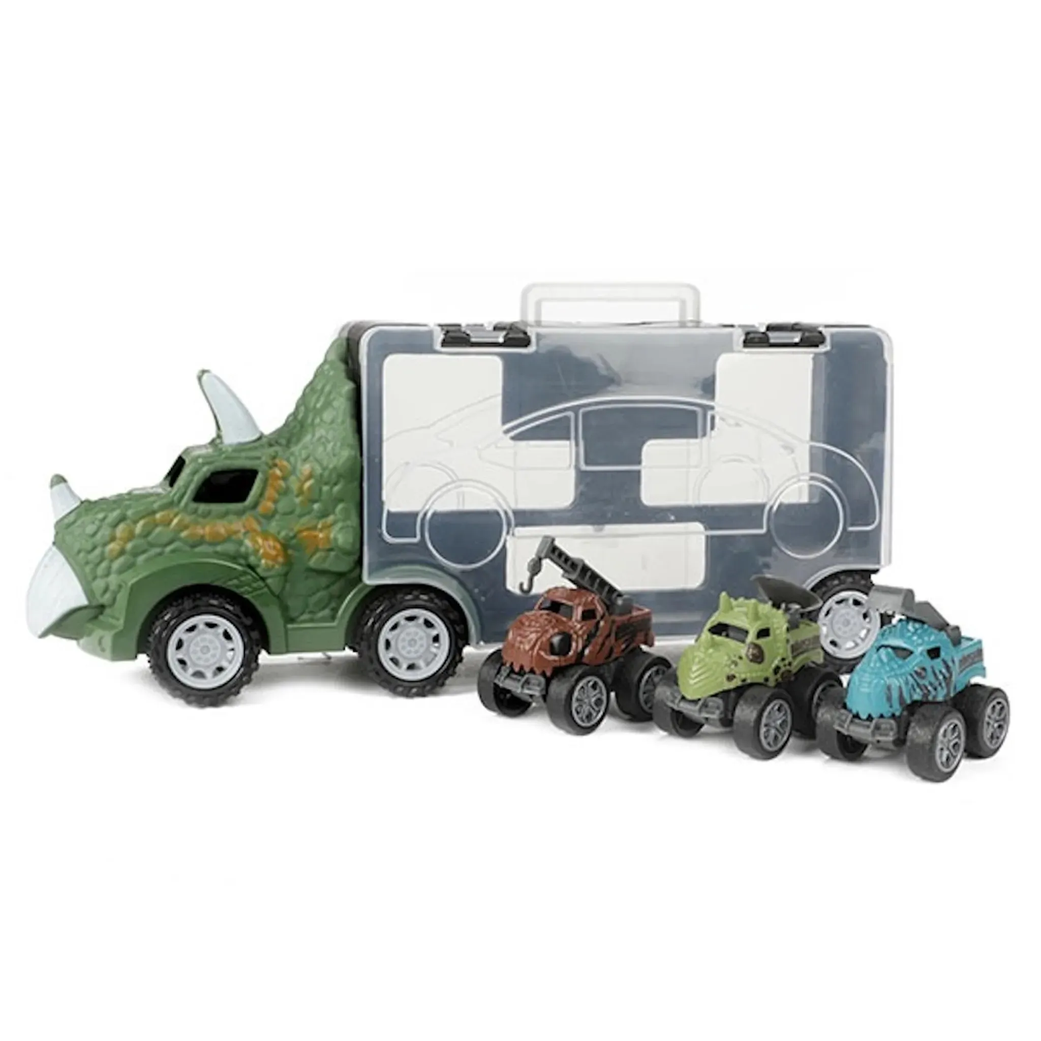 Toi-Toys - WORLD OF DINOSAURS - Dinotruck mit 3 Rückzugautos