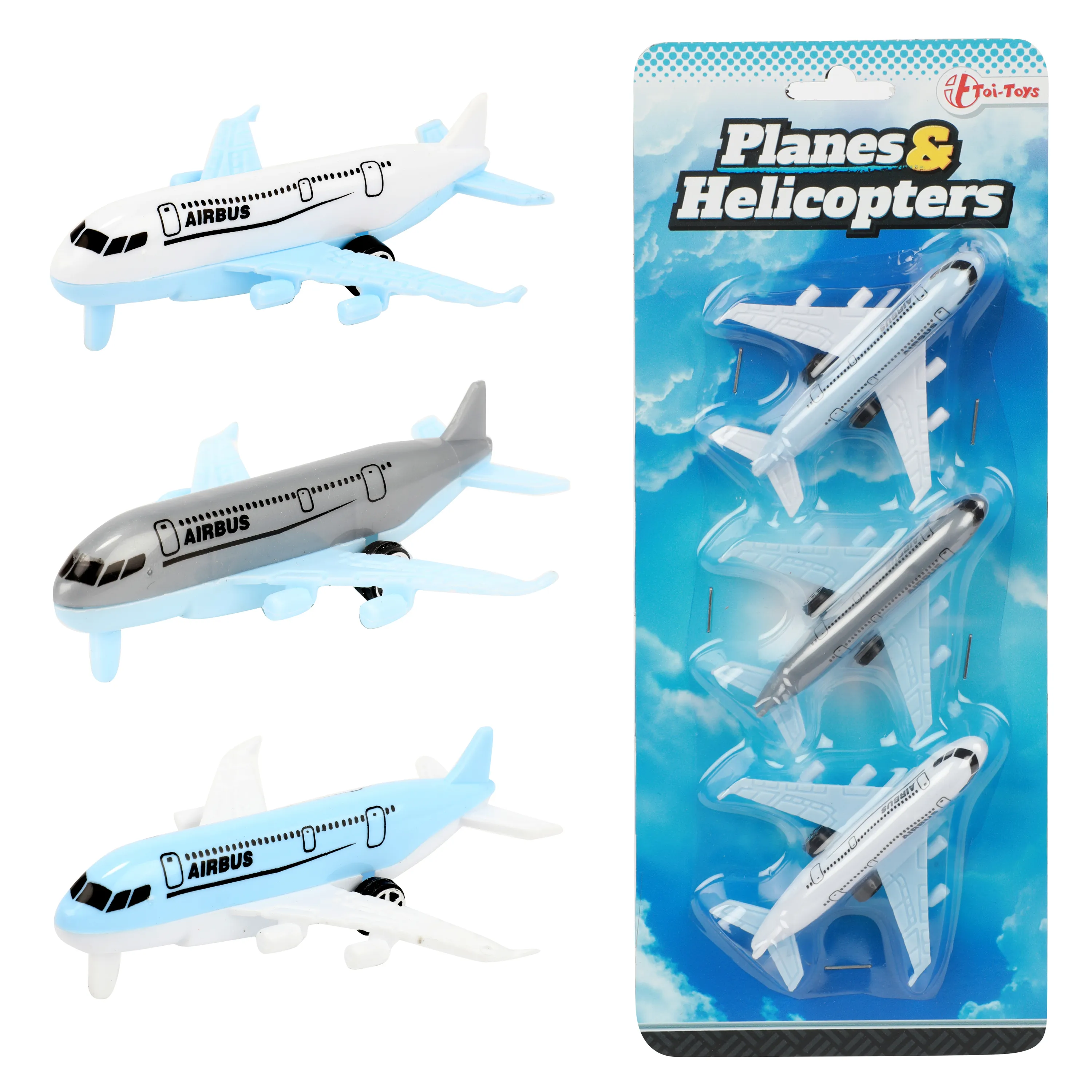 Toi-Toys - Spielzeugflugzeuge -  Airbus Flugzeuge (3 Stück)