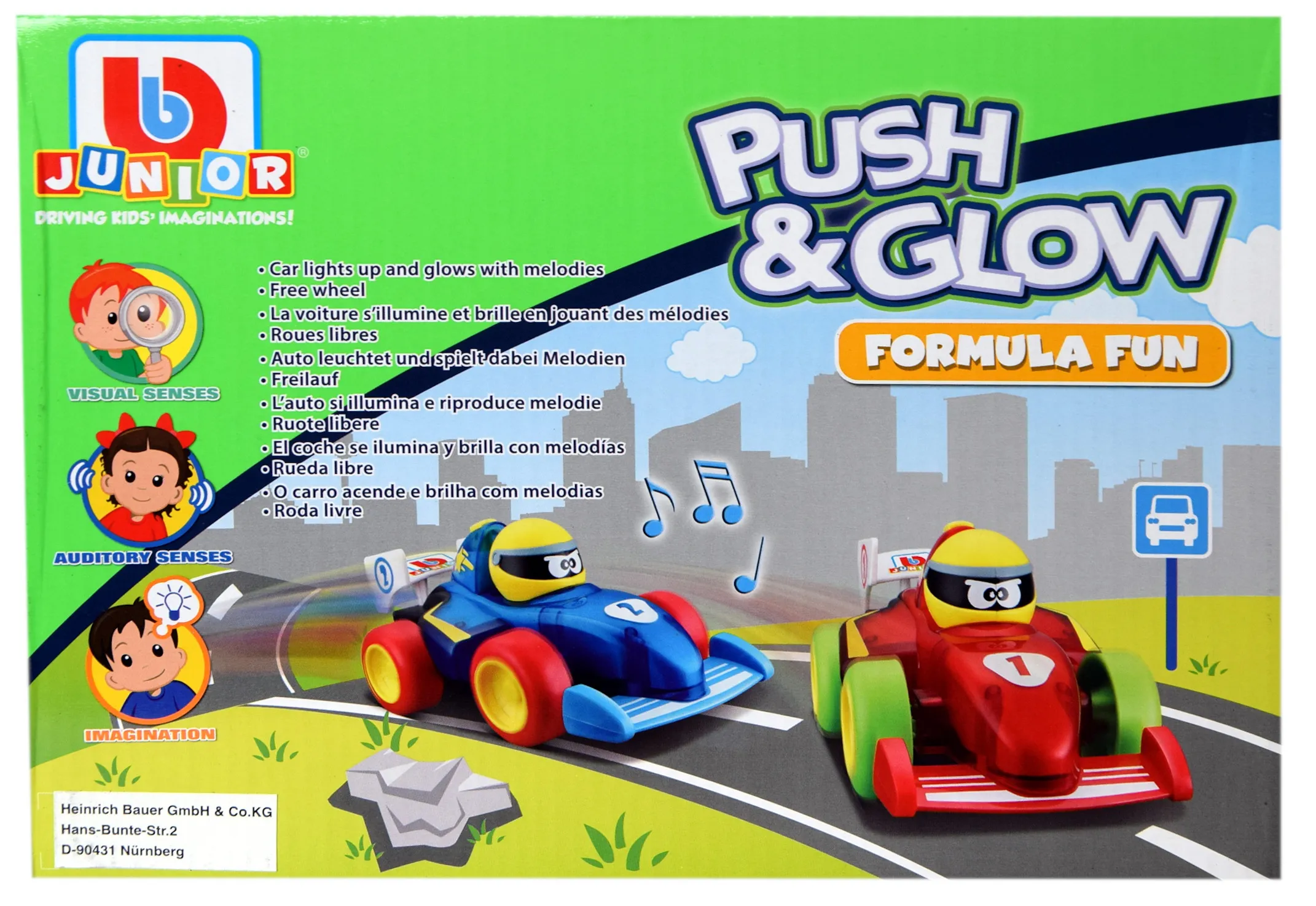 BB Junior - Spielzeugauto - Push & Glow Formula Fun (rot)