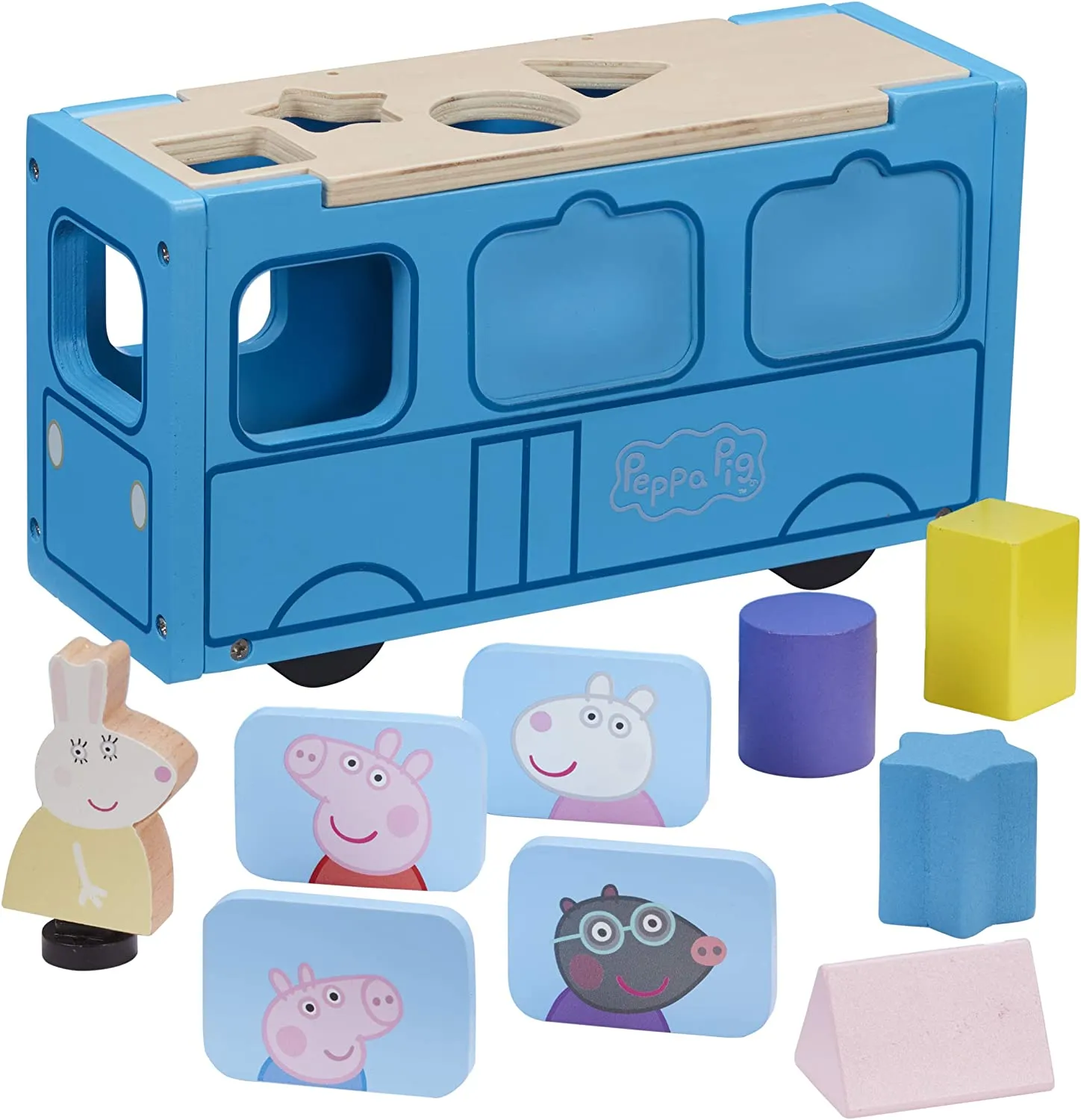 Peppa Wutz Holz Spielzeug - Schulbus (mit Figuren & Accessoires)