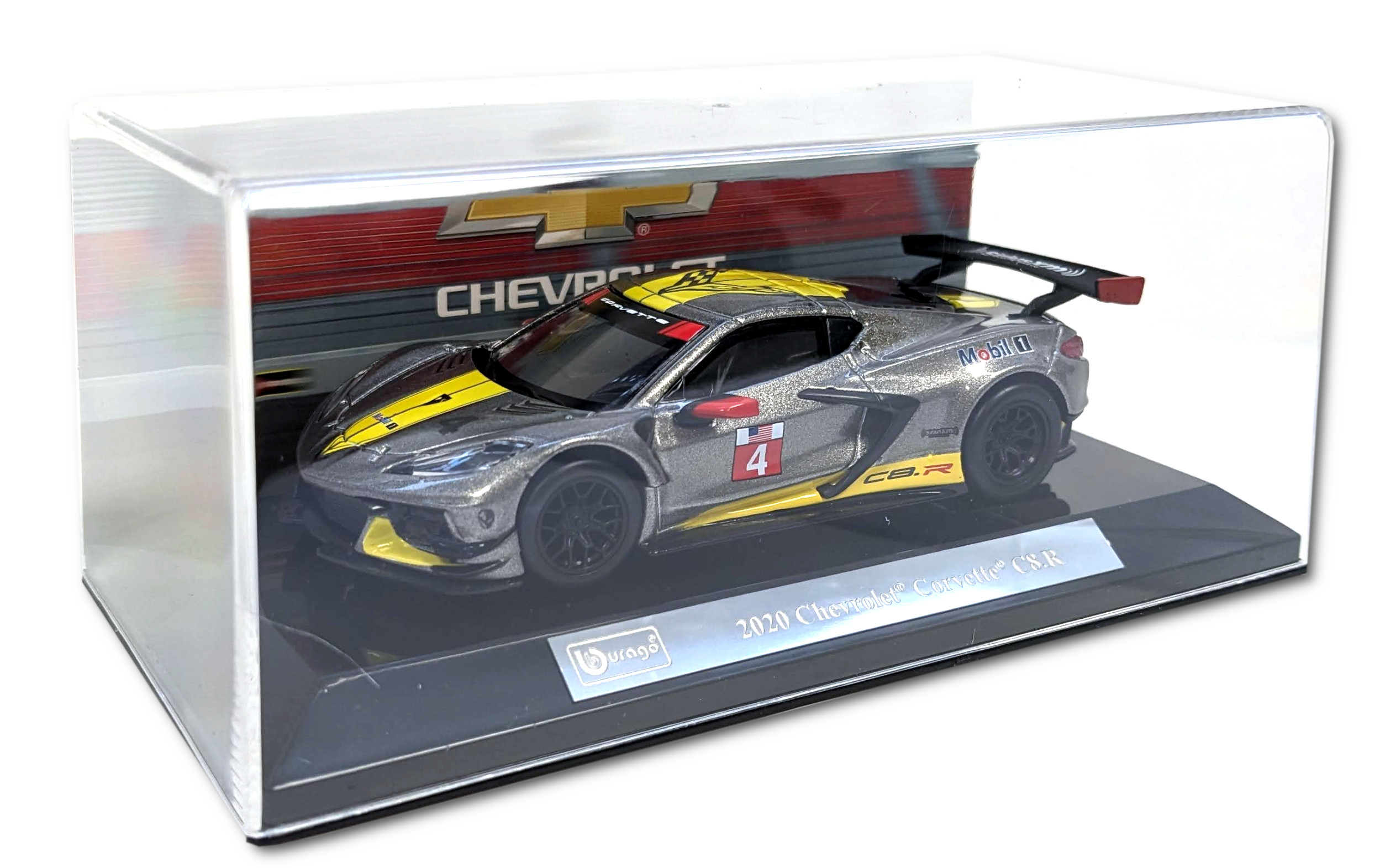 Bburago 18-38312 - Modellauto - Chevrolet Corvette C8R '20 (grau, Maßstab 1:43)