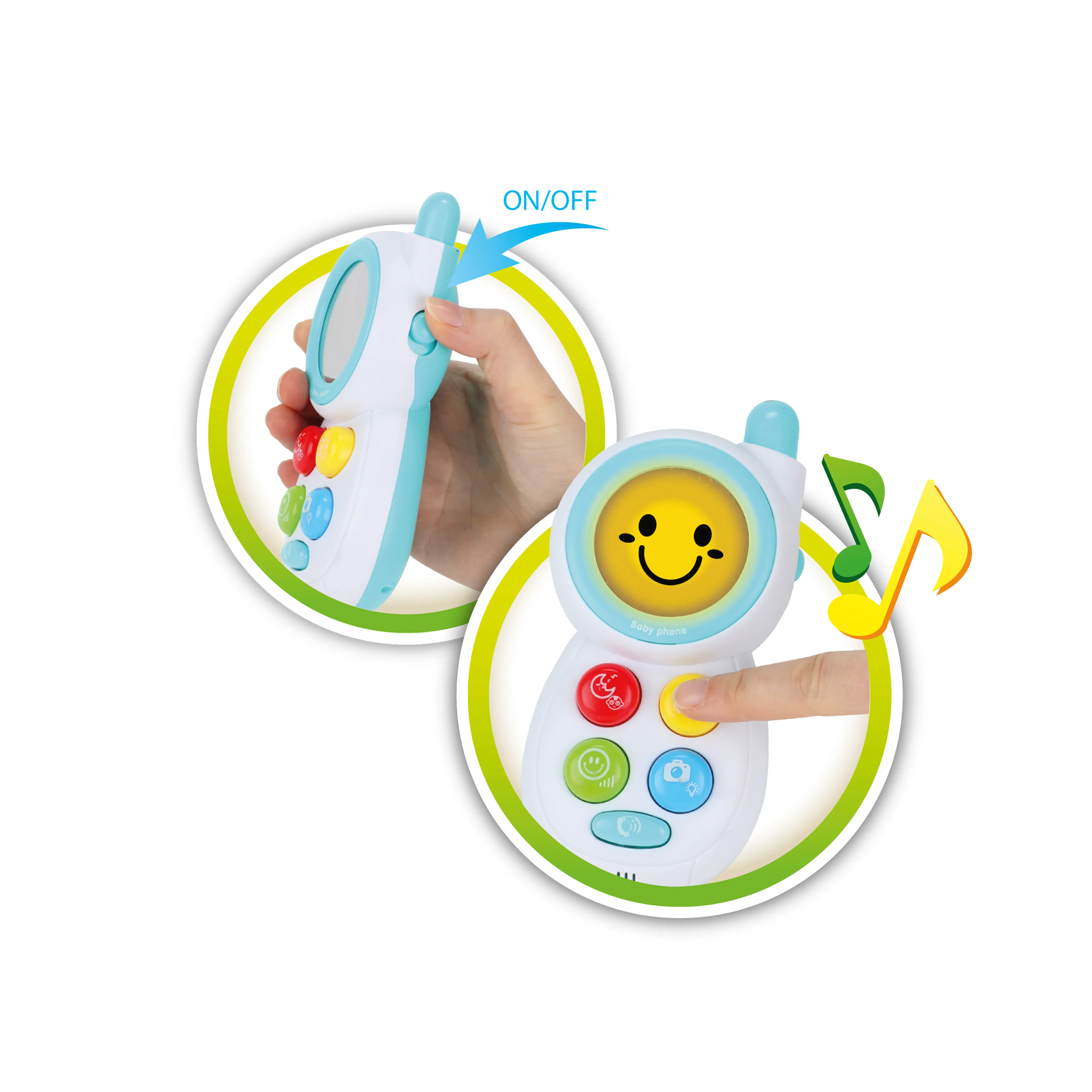 Toi-Toys LITTLE STARS Baby Telefon mit Licht, Sound & Spiegel