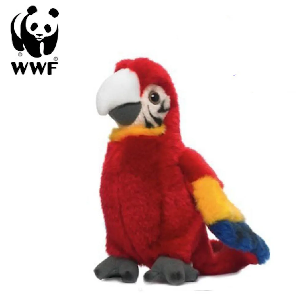 WWF - Plüschtier - Hellroter Ara Papagei (mit Sound, 14cm)