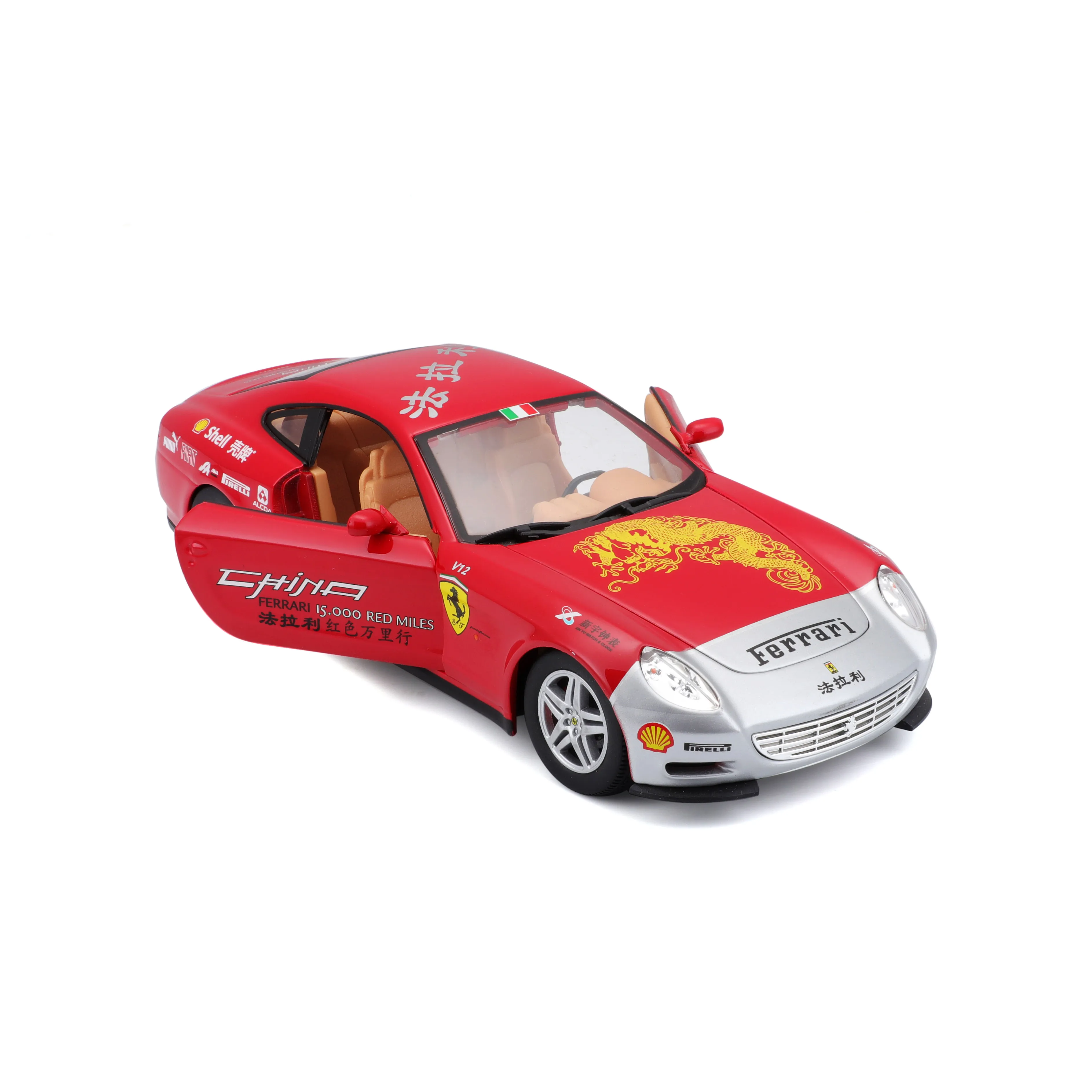 Bburago 18-26538 - Modellauto - Ferrari 612 Scaglietti China 15,000 Red Miles (rot, Maßstab 1:24)
