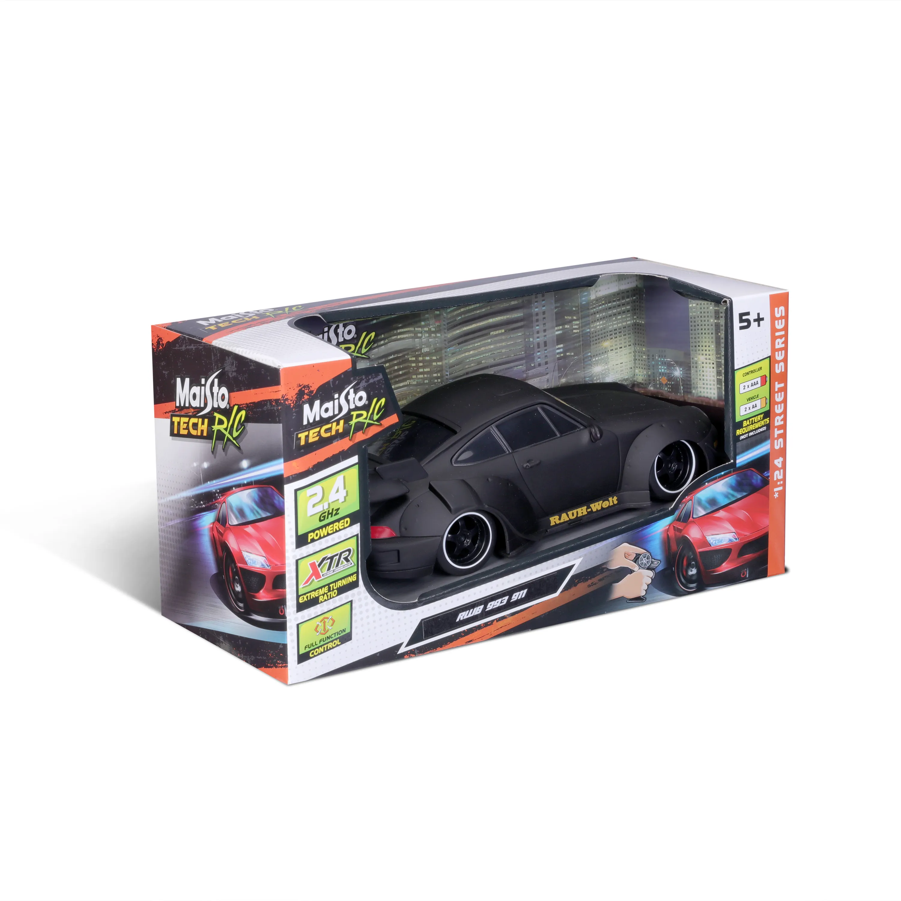 Maisto Tech 81533 - Ferngesteuertes Auto - Porsche 911 993 RWB (matt-schwarz, Maßstab 1:24)