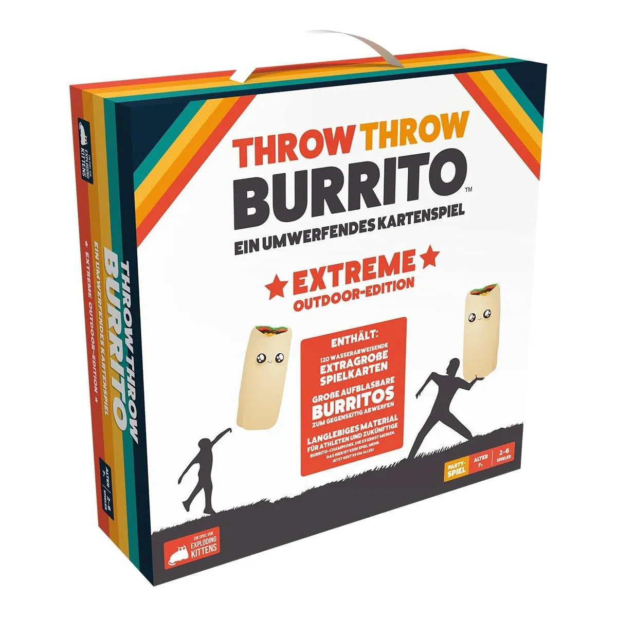 Asmodee EXKD0020 - Partyspiel - Throw Throw Burrito (Extreme Outdoor-Edition)