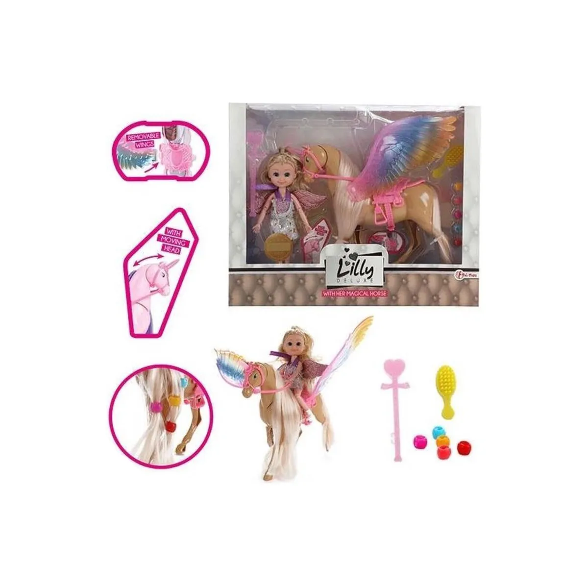 Toi-Toys 06852A - LILLY Teenager-Puppe + bewegliches Einhorn