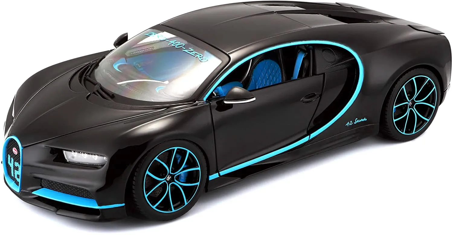 Bburago 18-11040BK - Modellauto - Bugatti Chiron 42 Sekunden Weltrekord (schwarz, Maßstab 1:18)
