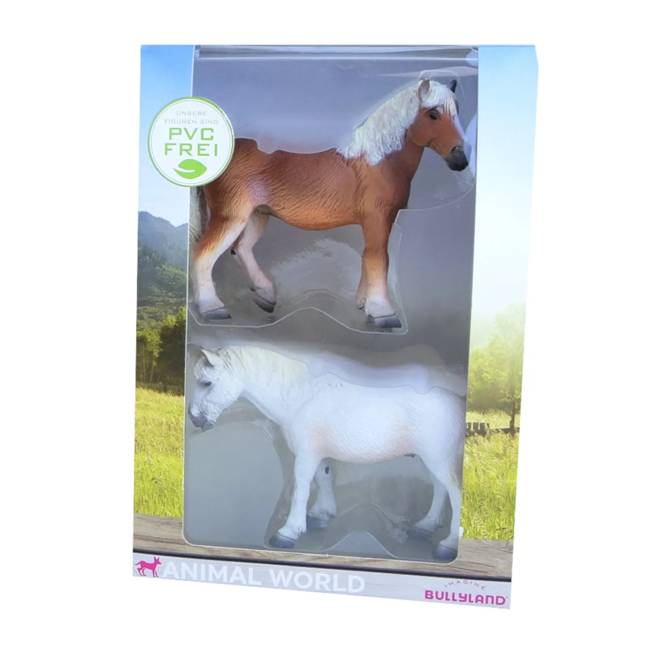 Animal World Figuren - 2 Pferde (Haflinger und Camargue)