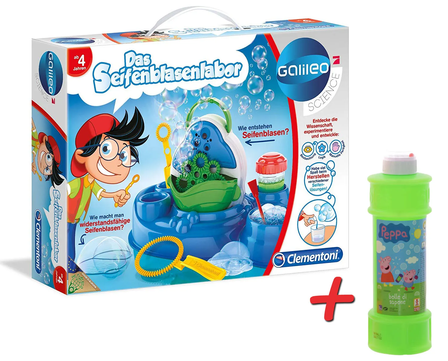 Clementoni - Galileo - Das Seifenblasenlabor + Peppa Wutz Seifenblasenflüssisgkeit