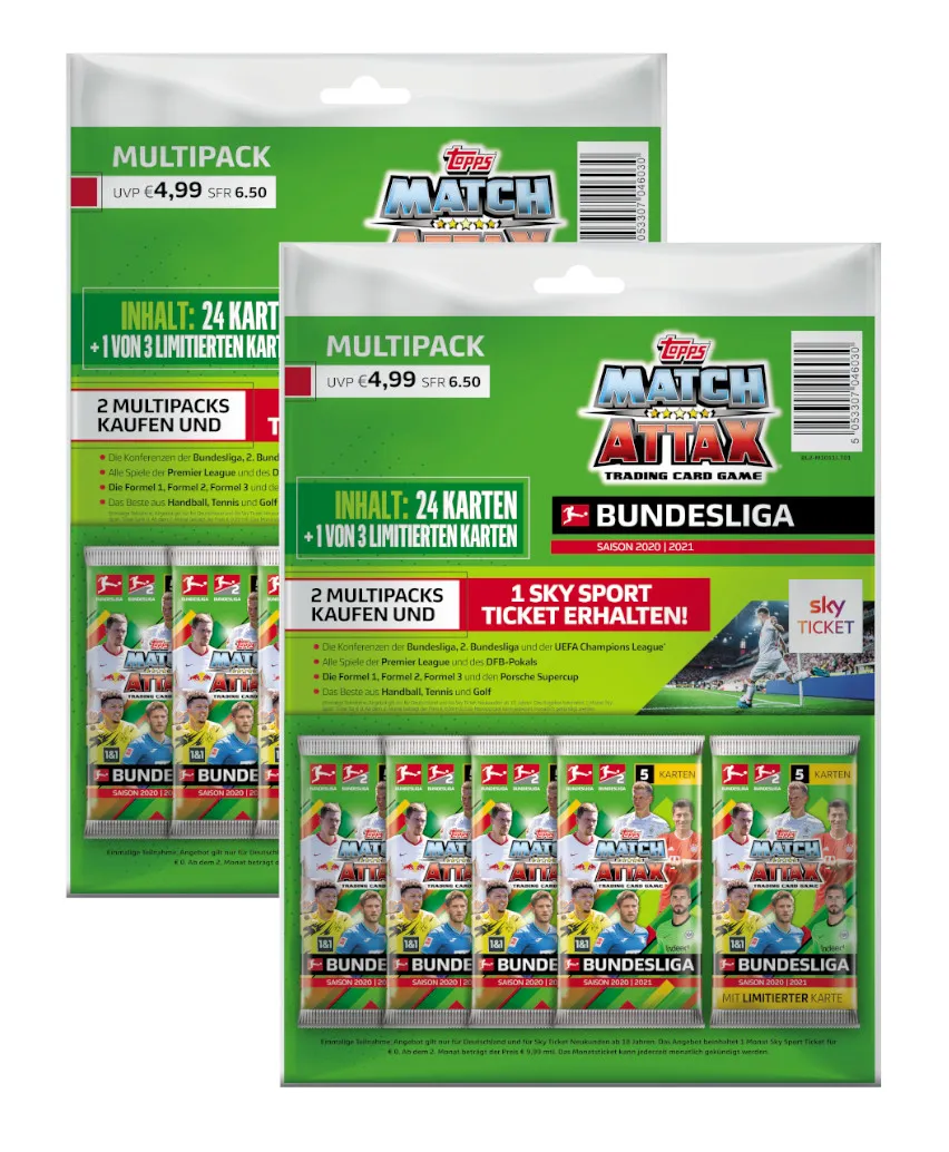 Topps Match Attax Karten 2x Multipack inkl. Sky-Ticket