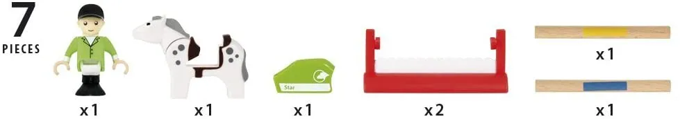 BRIO World 33795 - Pferde-Parcours, 7-teilig, Bauernhof Tiere