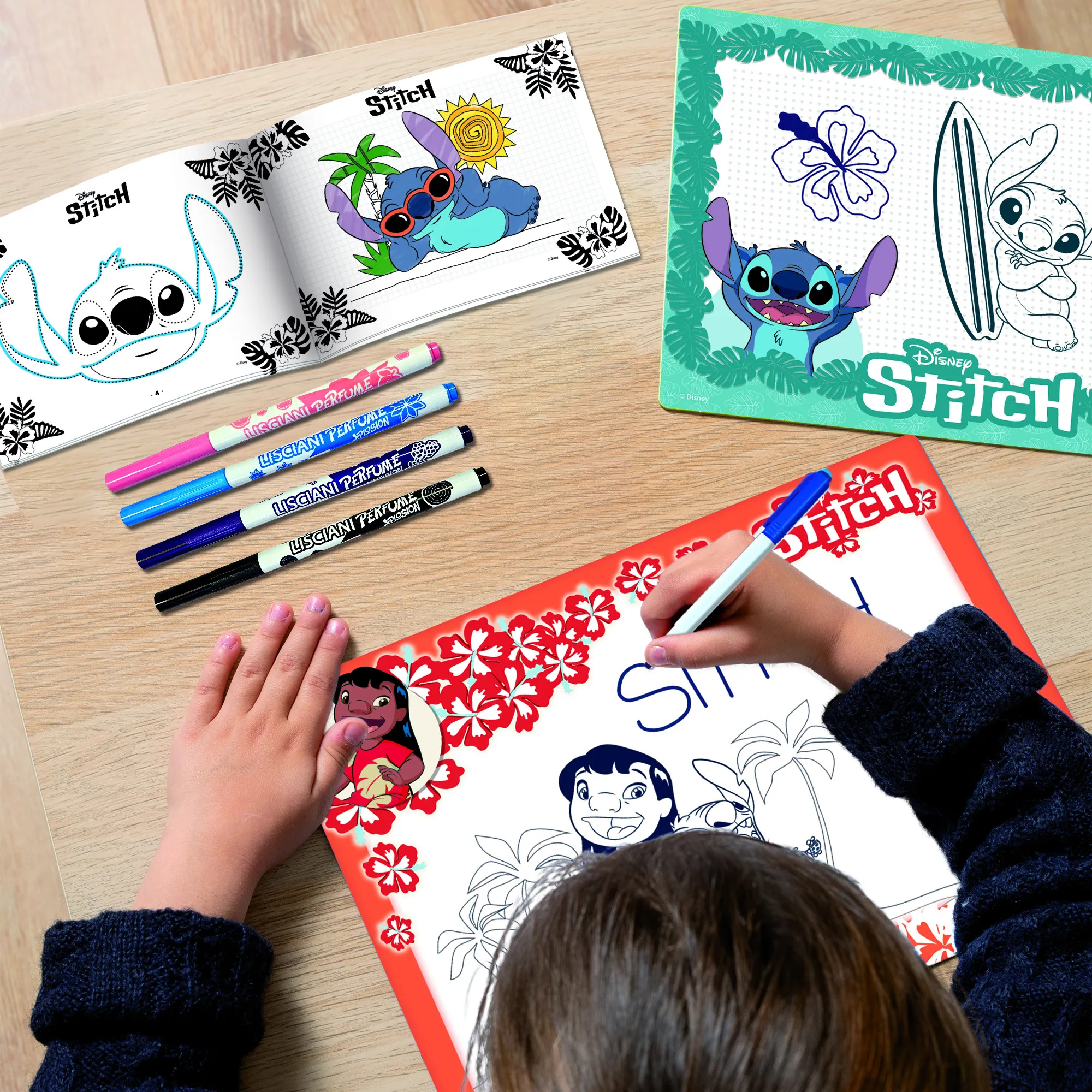 Lisciani 107575 - Disney Stitch - Zeichenschule mit parfümierten Stiften