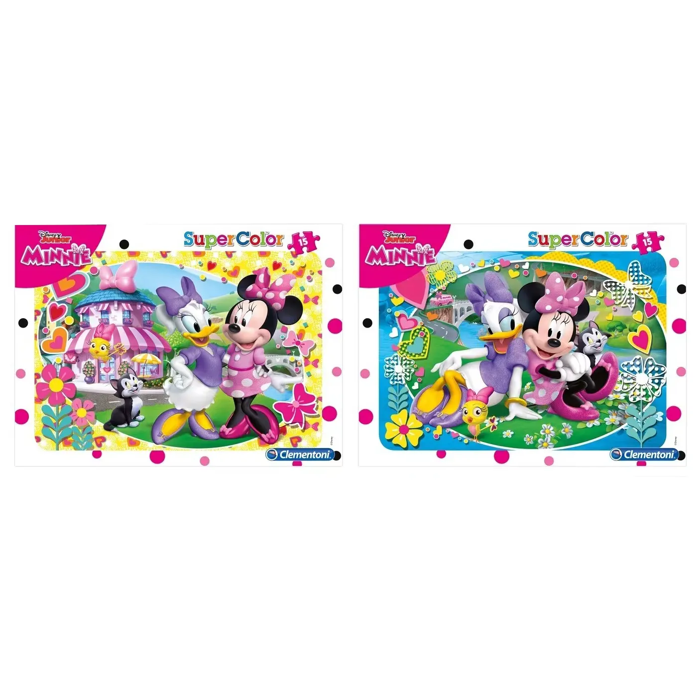 Clementoni 22230 - Supercolor Puzzle 2er Set - Minnie Maus (15 Teile) 2 Motive