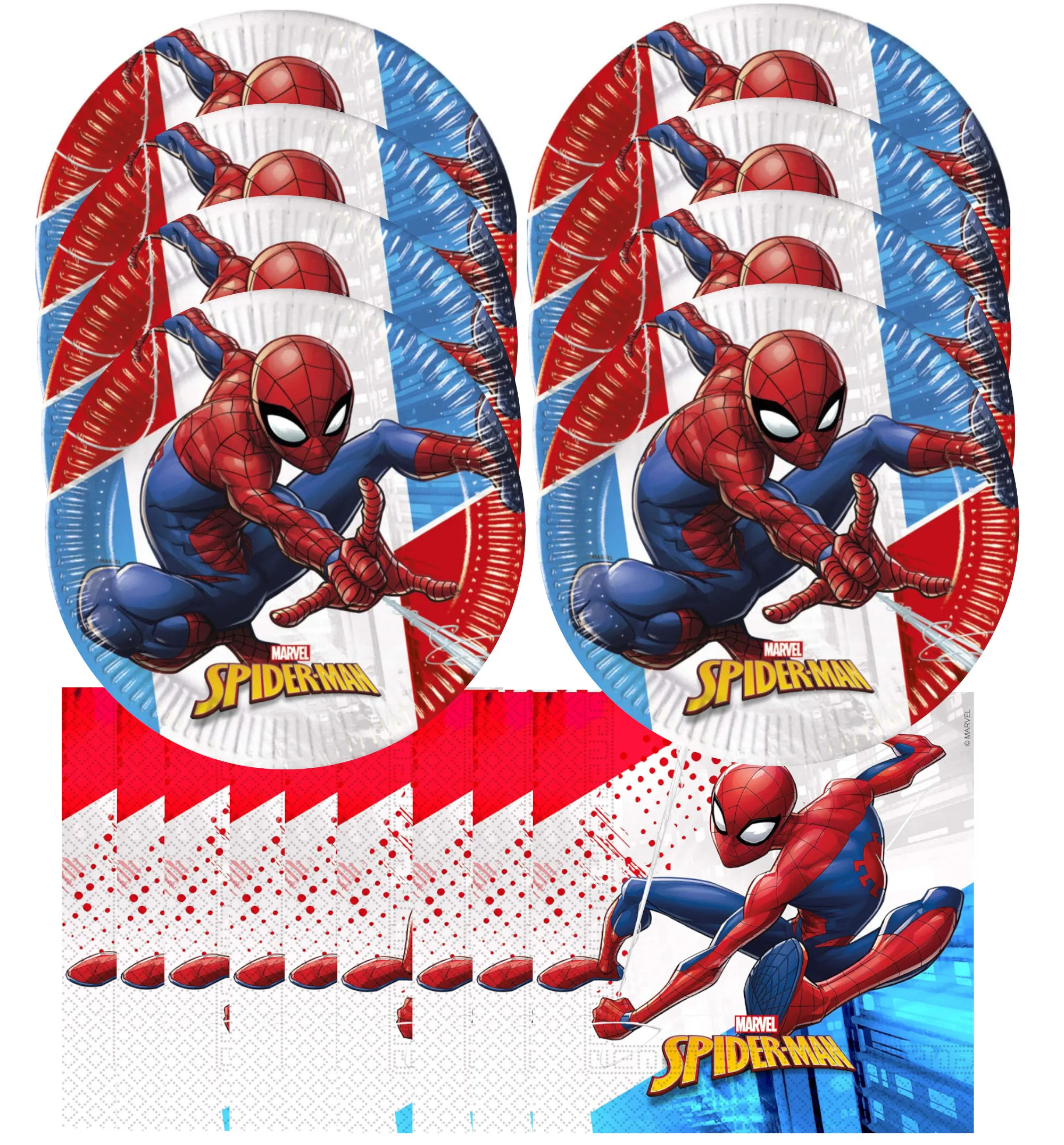 Spiderman - nachhaltiges Kindergeburtstags-Set (28-teilig, Pappteller + Servietten)