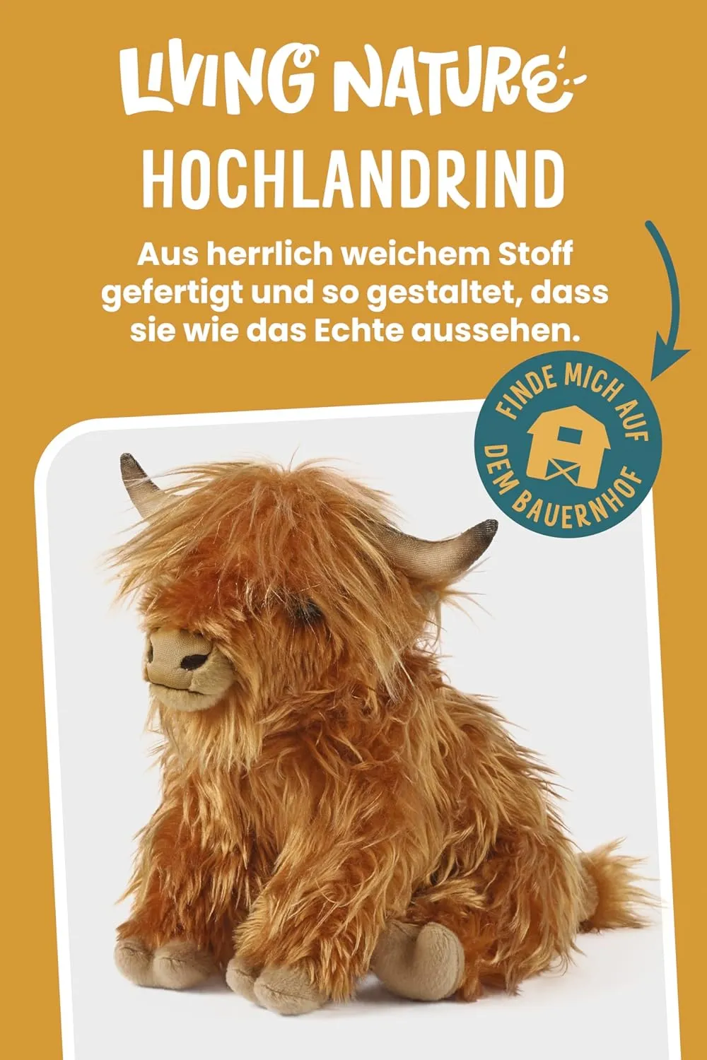 Living Nature Highland Cow Large braun 20cm - ohne Sound